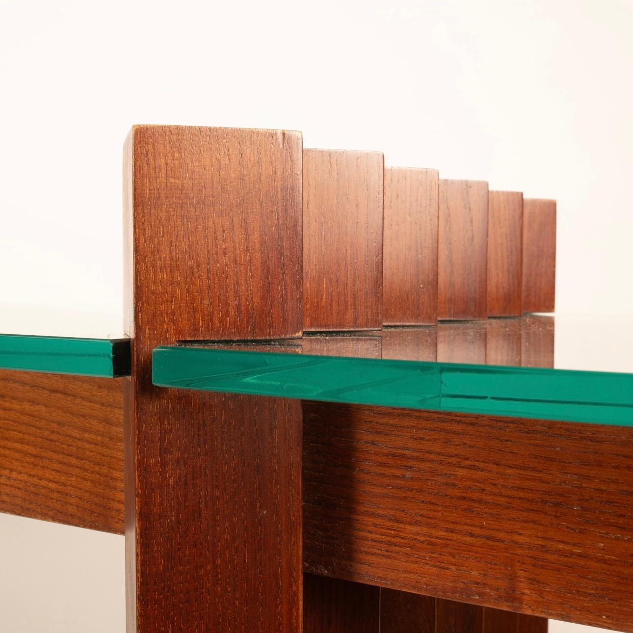 Solid Wood and Crystal Console Table from the 1960s att. Carlo Scarpa 1960's For Sale 9