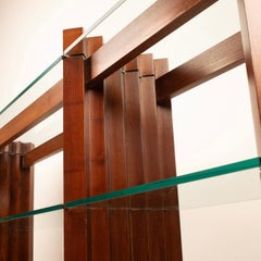 Console en bois massif et cristal des années 1960 att. Carlo Scarpa 1960's