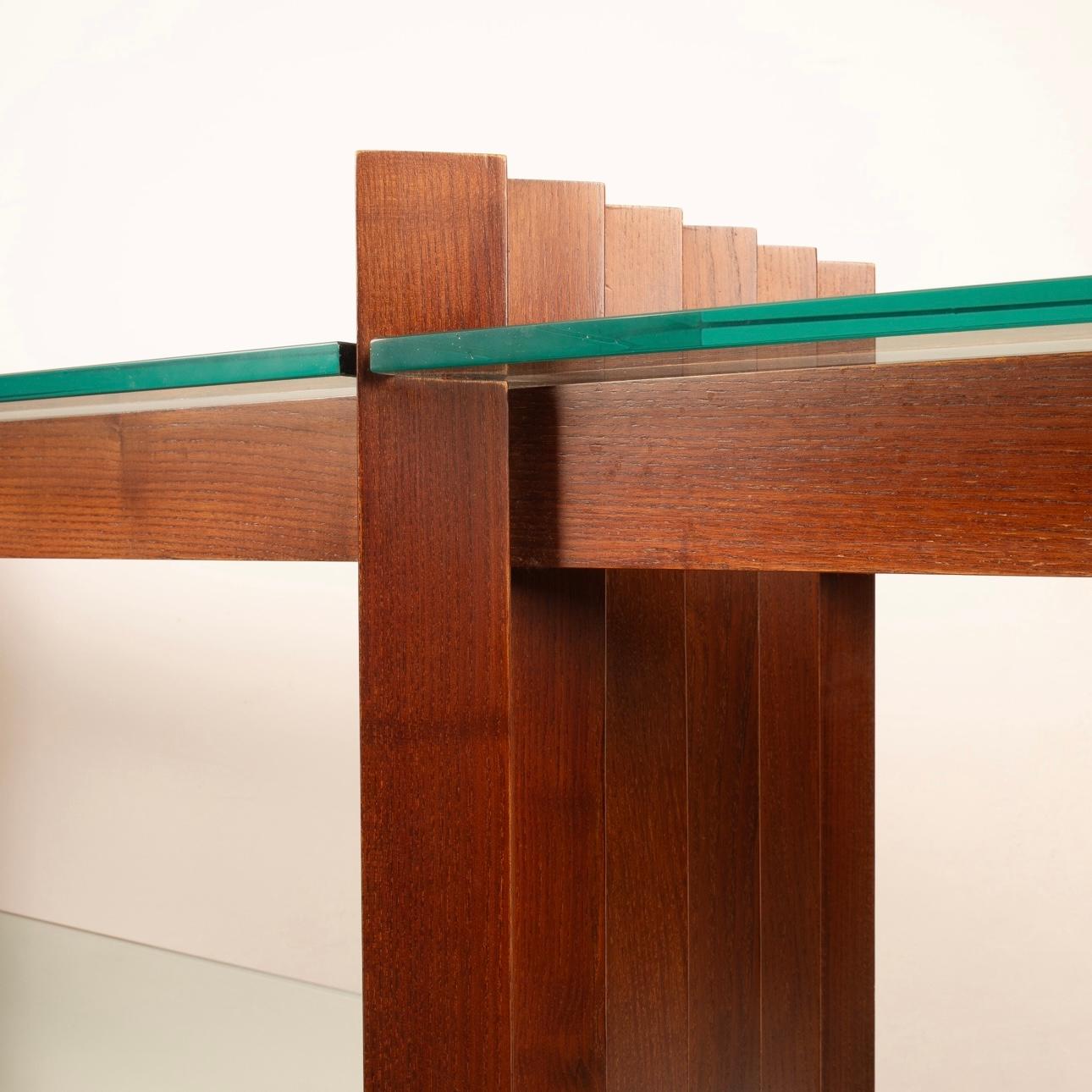 Solid Wood and Crystal Console Table from the 1960s att. Carlo Scarpa 1960's For Sale 2