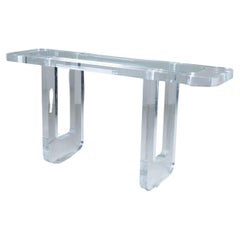 Konsolentisch aus dickem, transparentem Plexiglas, Glasplatte, 1980