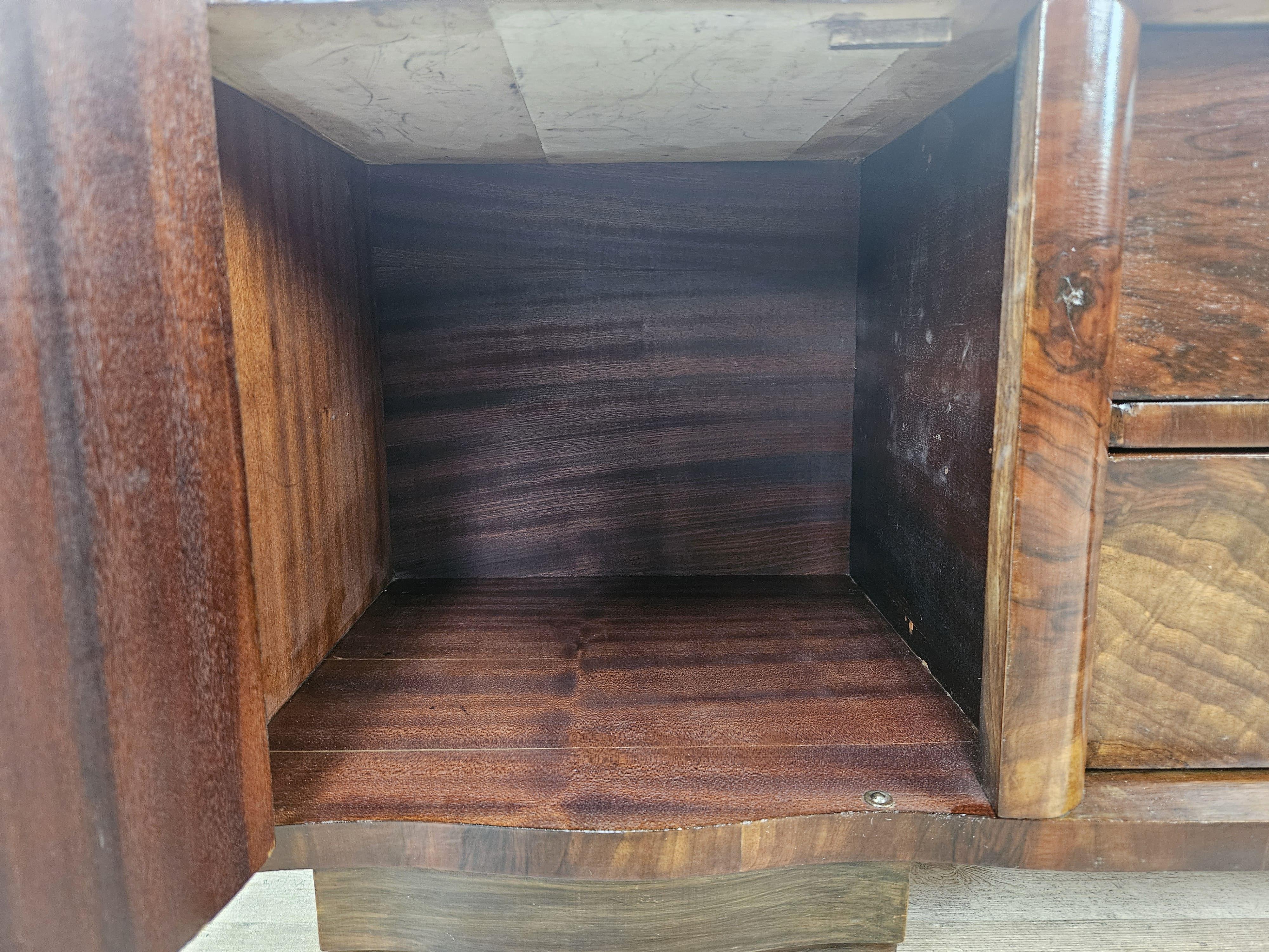 Art Deco mahogany burl console table with drawers 20th century For Sale 4