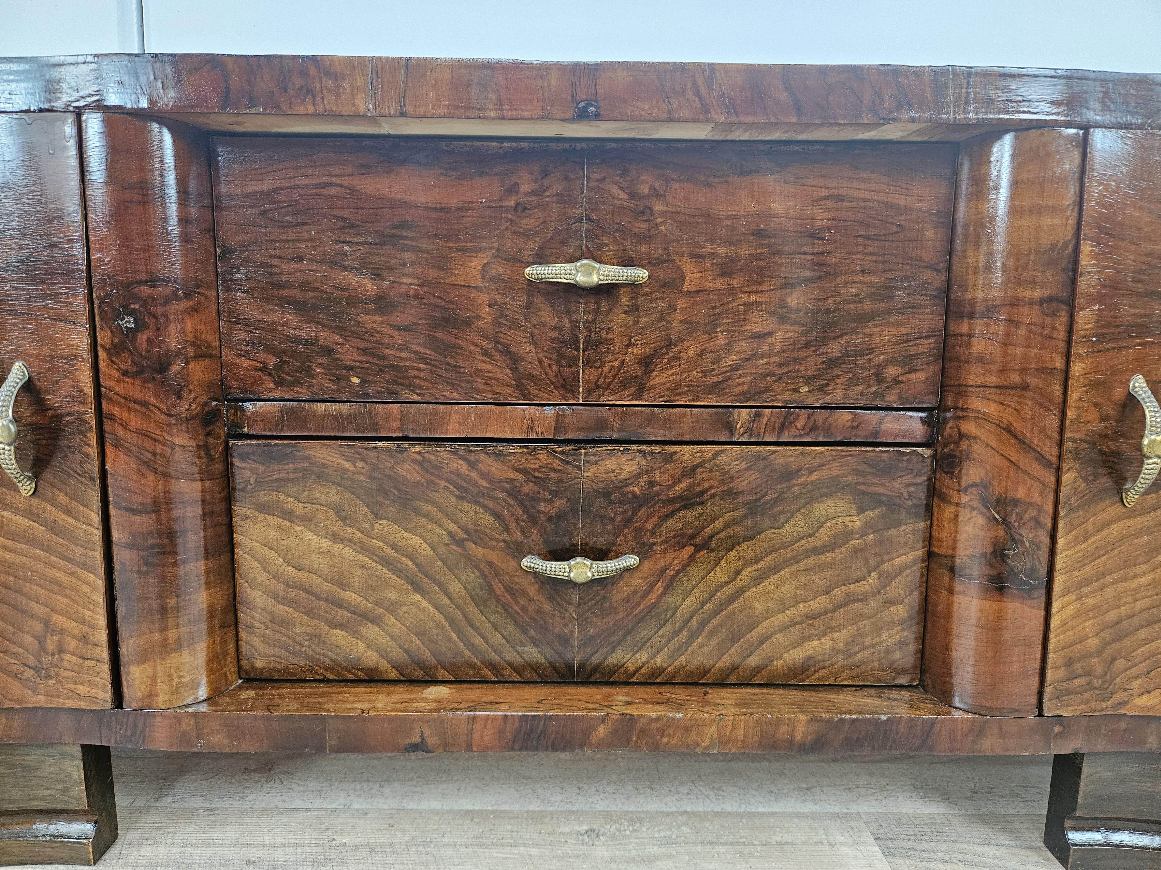 Art Deco mahogany burl console table with drawers 20th century For Sale 5