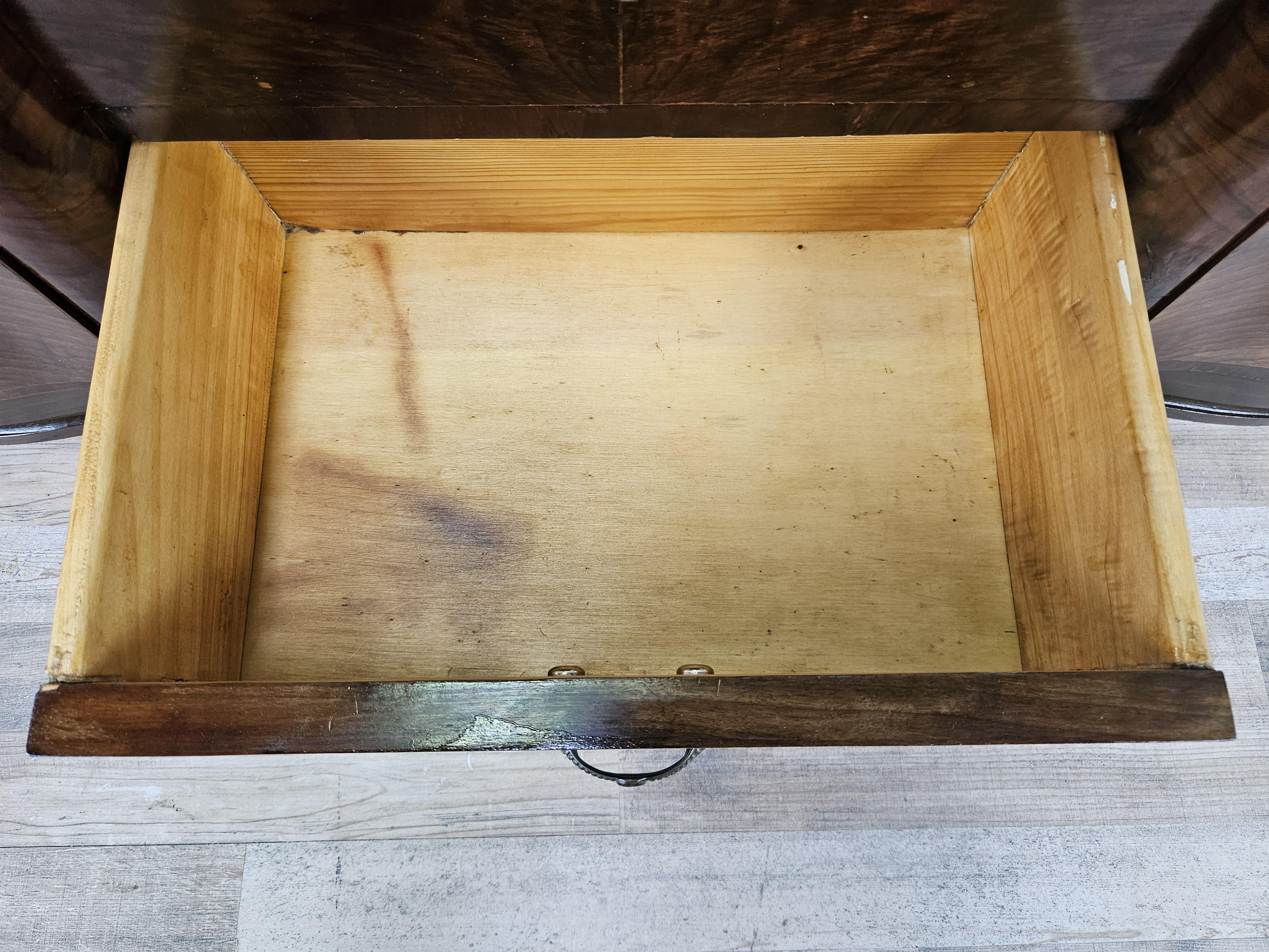 Art Deco mahogany burl console table with drawers 20th century For Sale 6