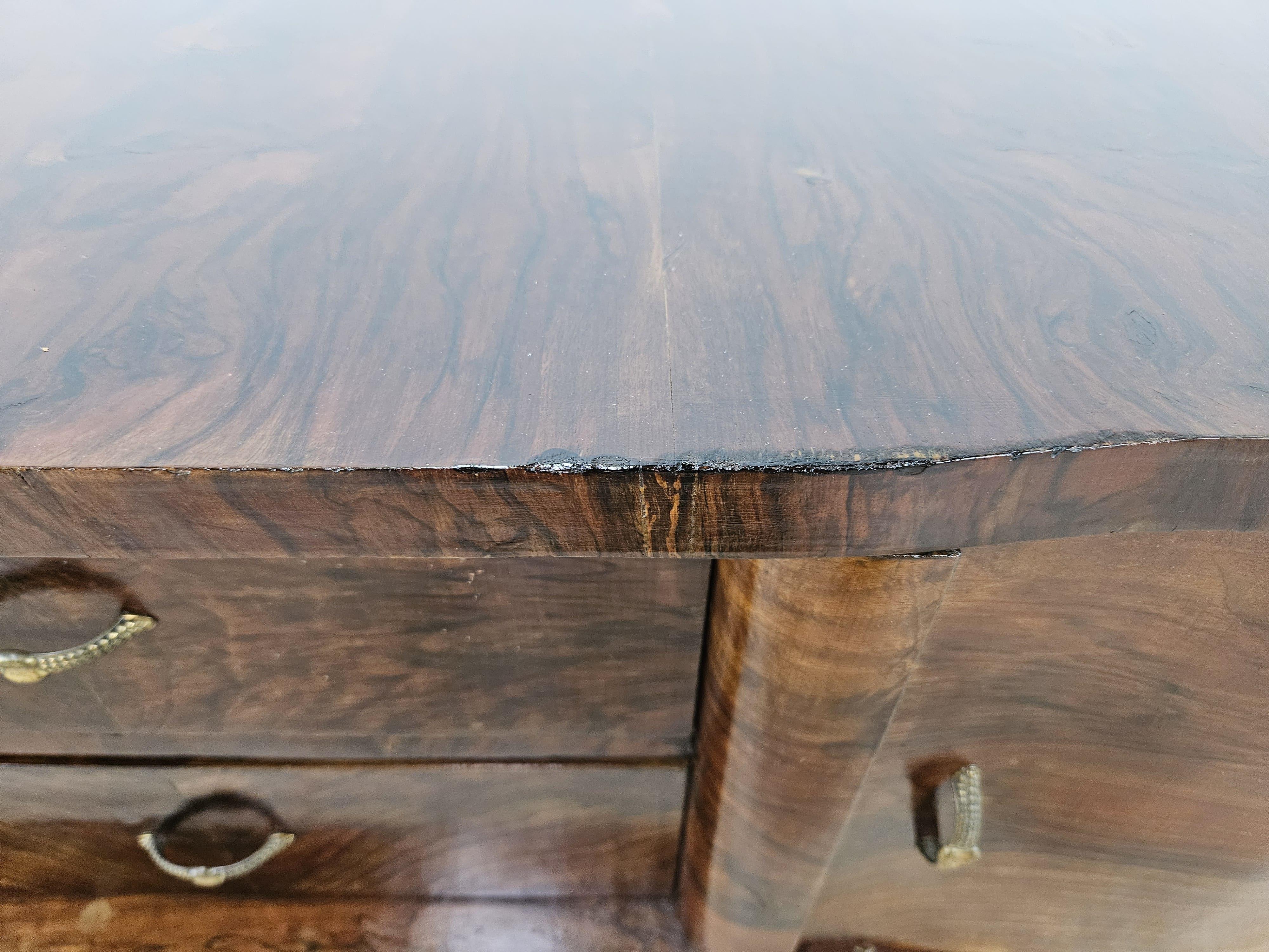 Art Deco mahogany burl console table with drawers 20th century For Sale 11