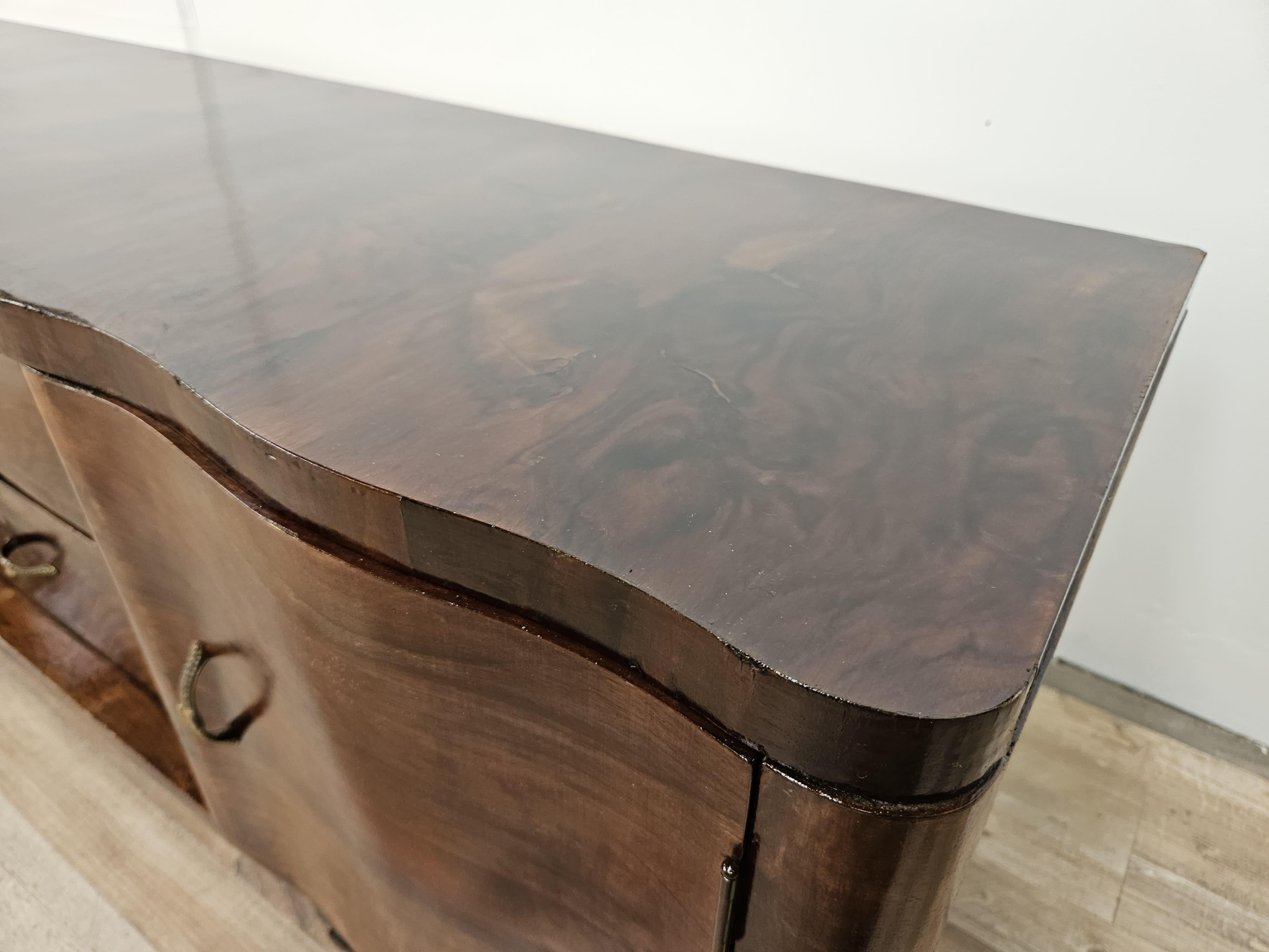 Mid-20th Century Art Deco mahogany burl console table with drawers 20th century For Sale
