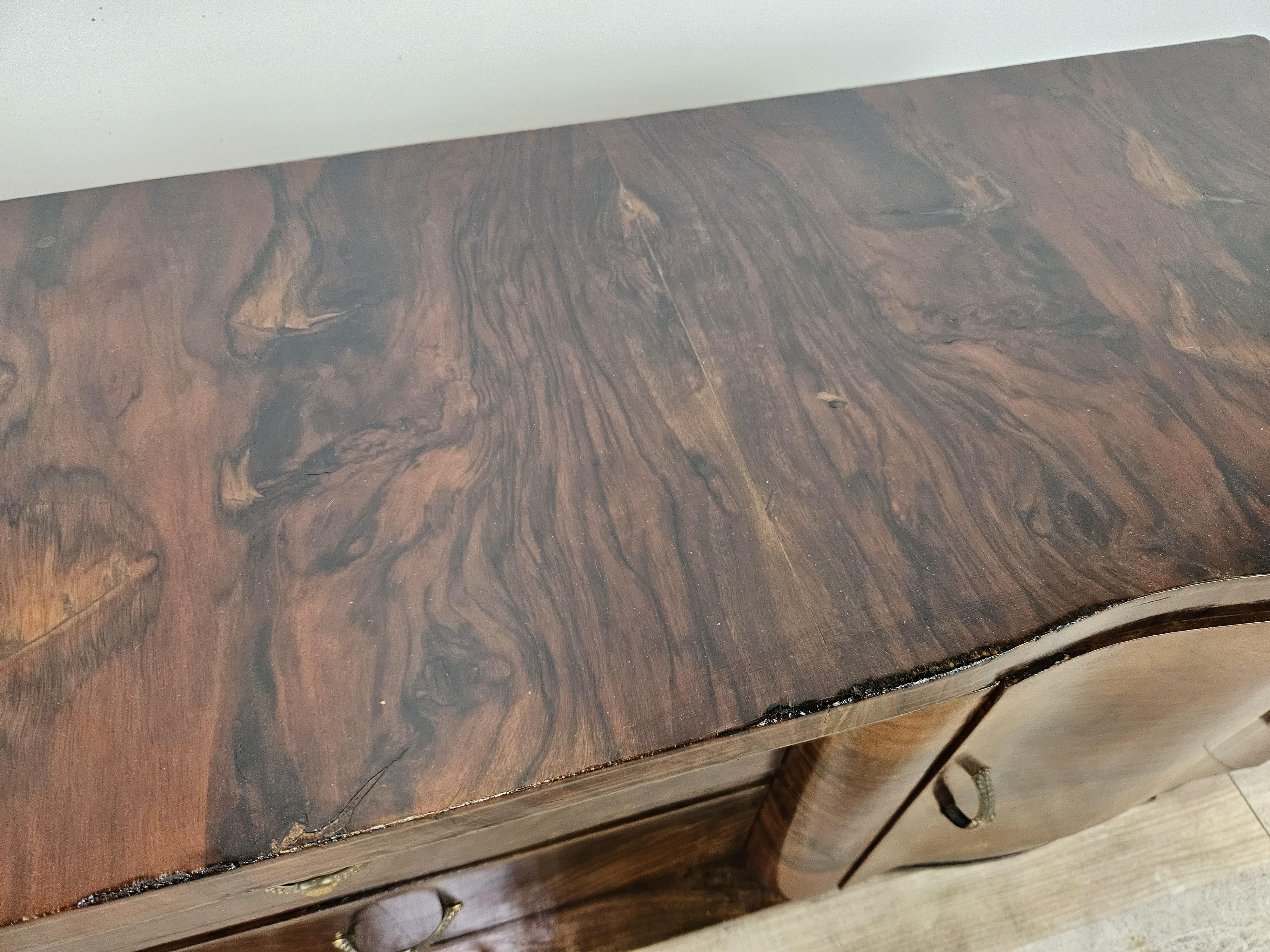 Art Deco mahogany burl console table with drawers 20th century For Sale 1