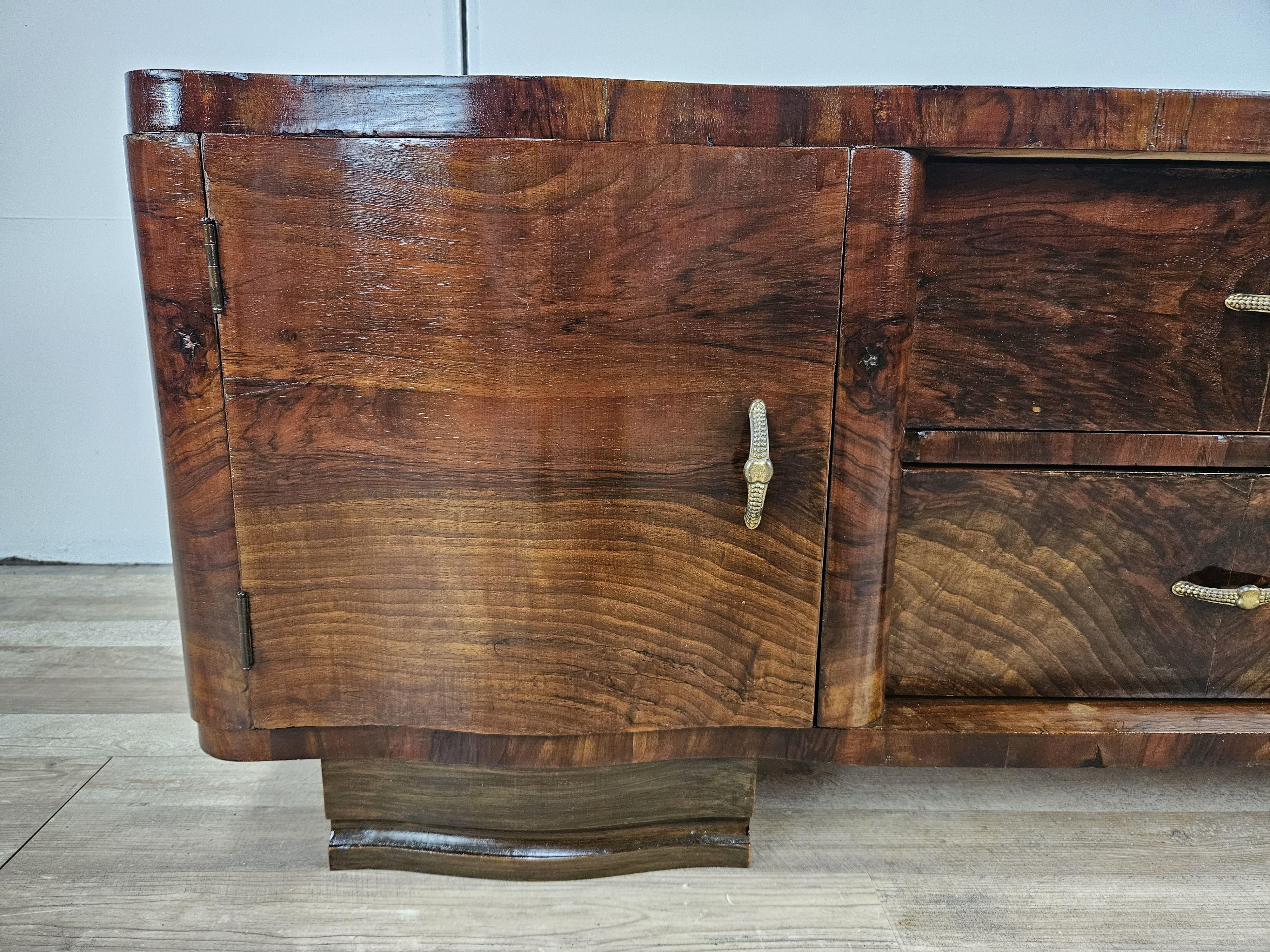 Art Deco mahogany burl console table with drawers 20th century For Sale 2