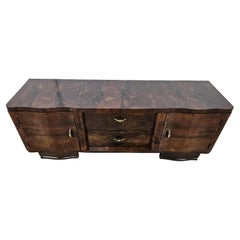 Art Deco mahogany burl console table with drawers 20th century
