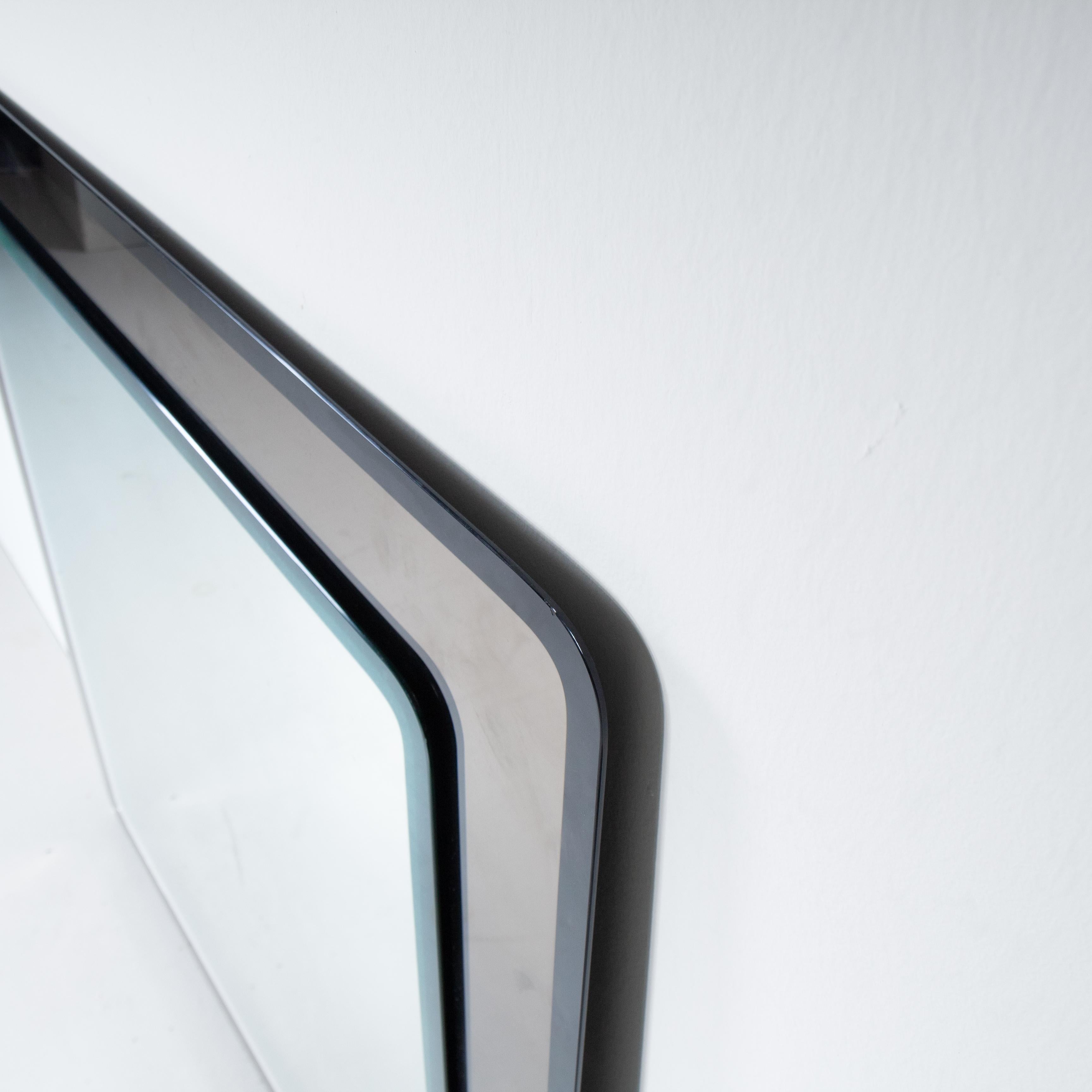 Smoked glass console table with beveled mirror, 1970s For Sale 5