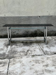 Consolle Massiccia in Acciaio e Vetro - Italia - Anni '80