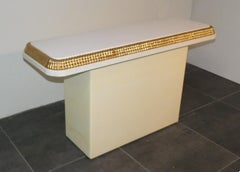 Regency console table with ivory and gold finish, France, 1970s