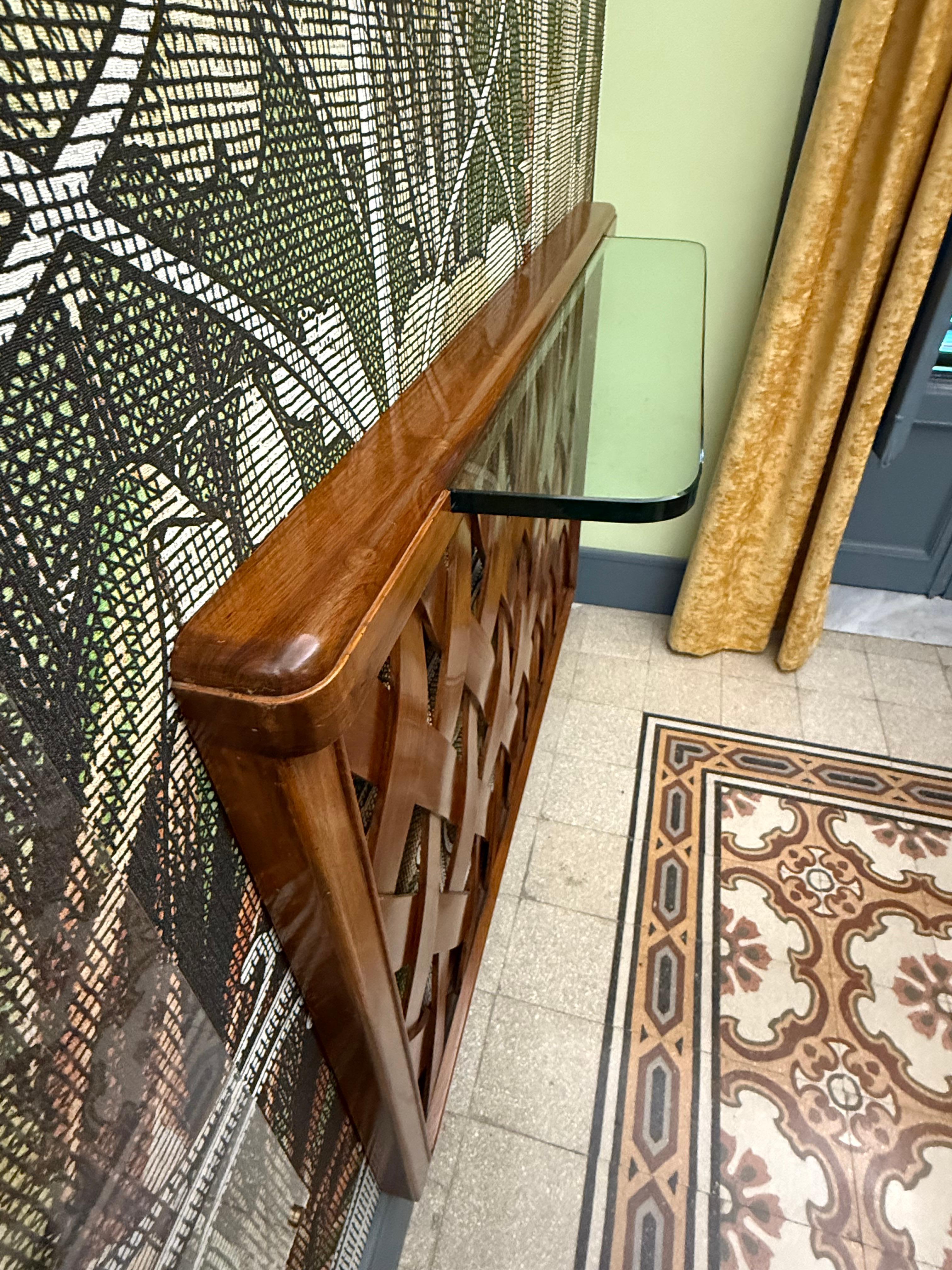 Consolle Rettangolare in Noce e cristallo Paolo Buffa Design Mid-century For Sale 4