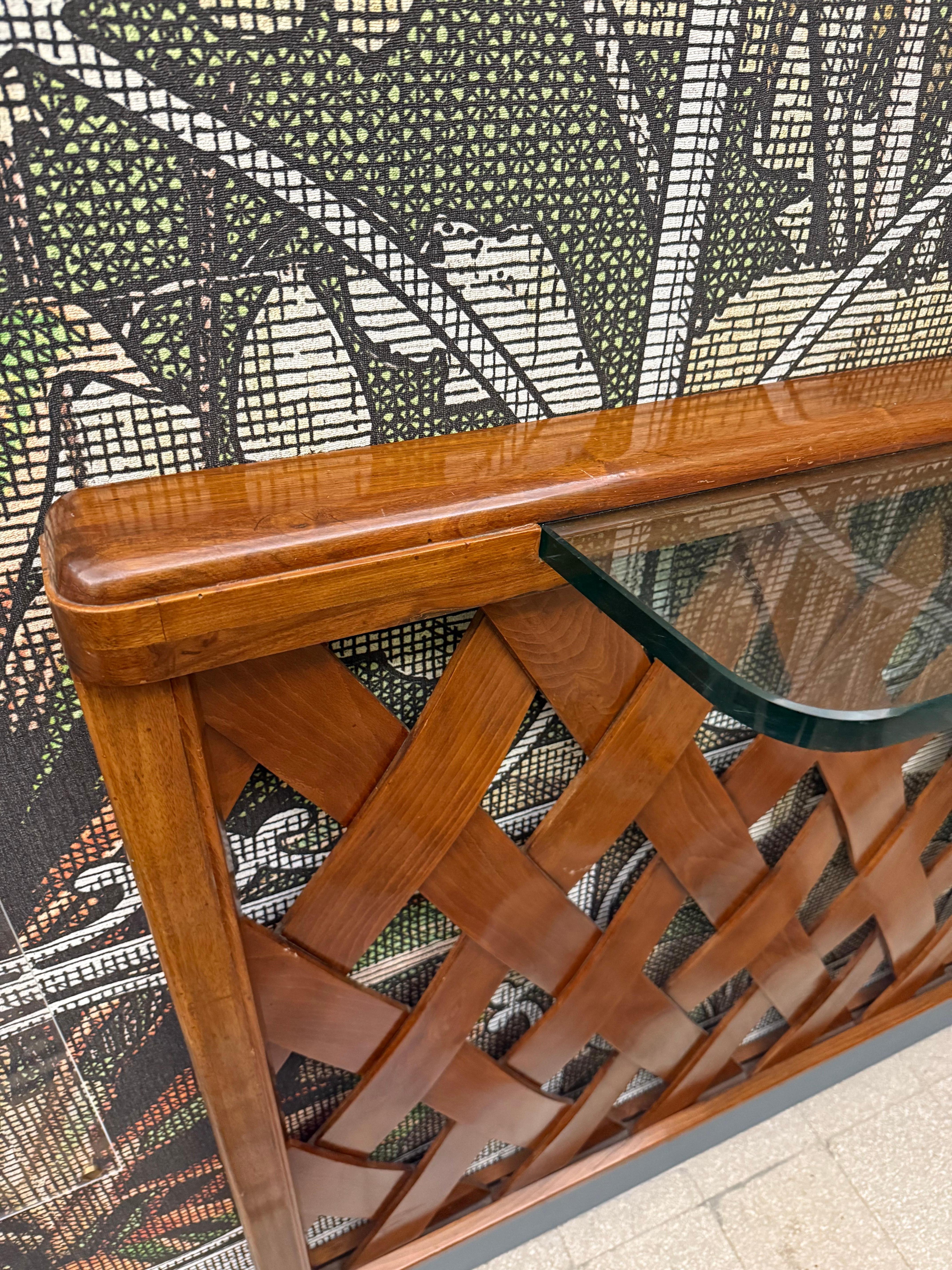 Consolle Rettangolare in Noce e cristallo Paolo Buffa Design Mid-century In Good Condition For Sale In Palermo, Sicily