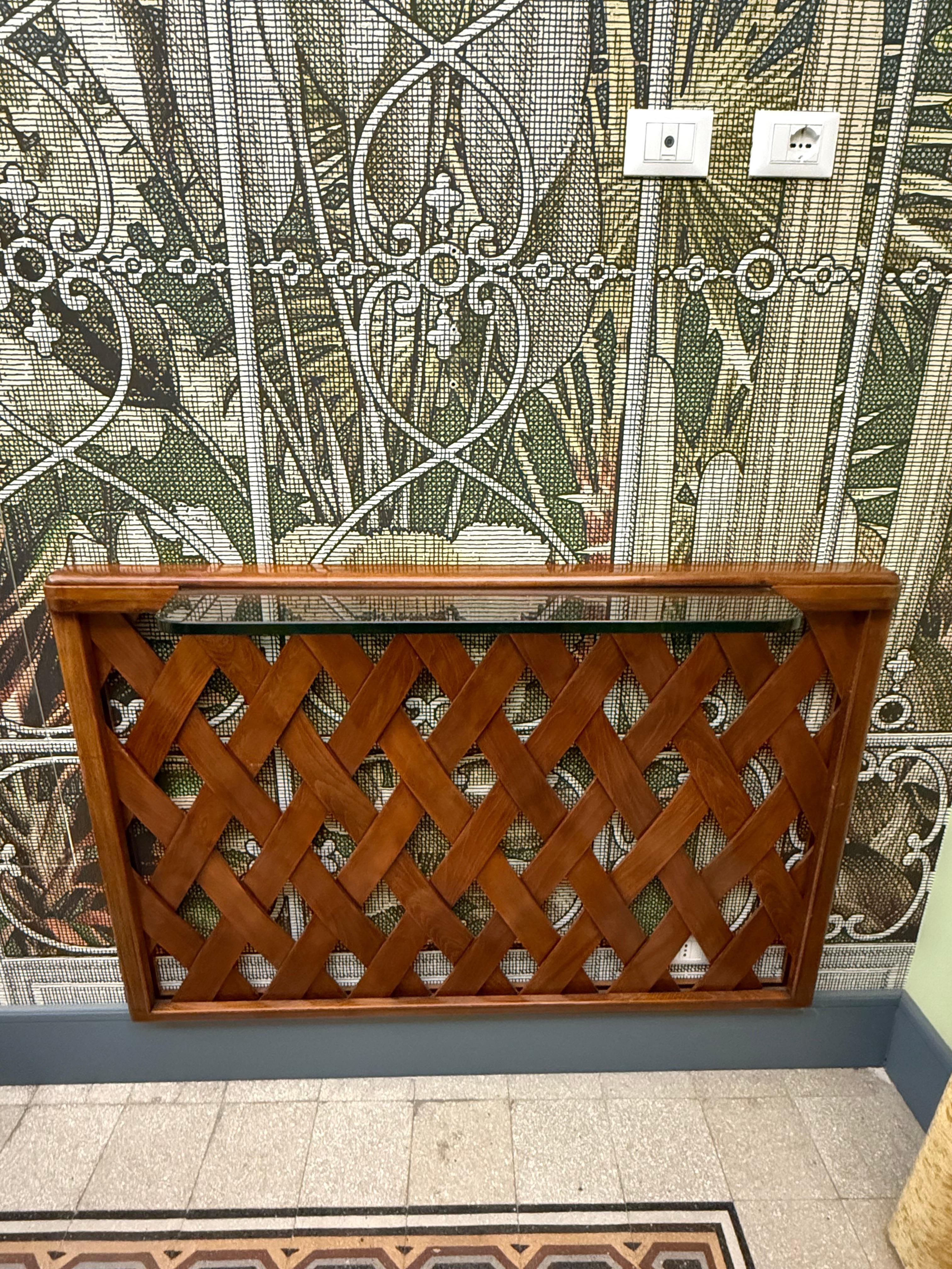 Mid-20th Century Consolle Rettangolare in Noce e cristallo Paolo Buffa Design Mid-century For Sale