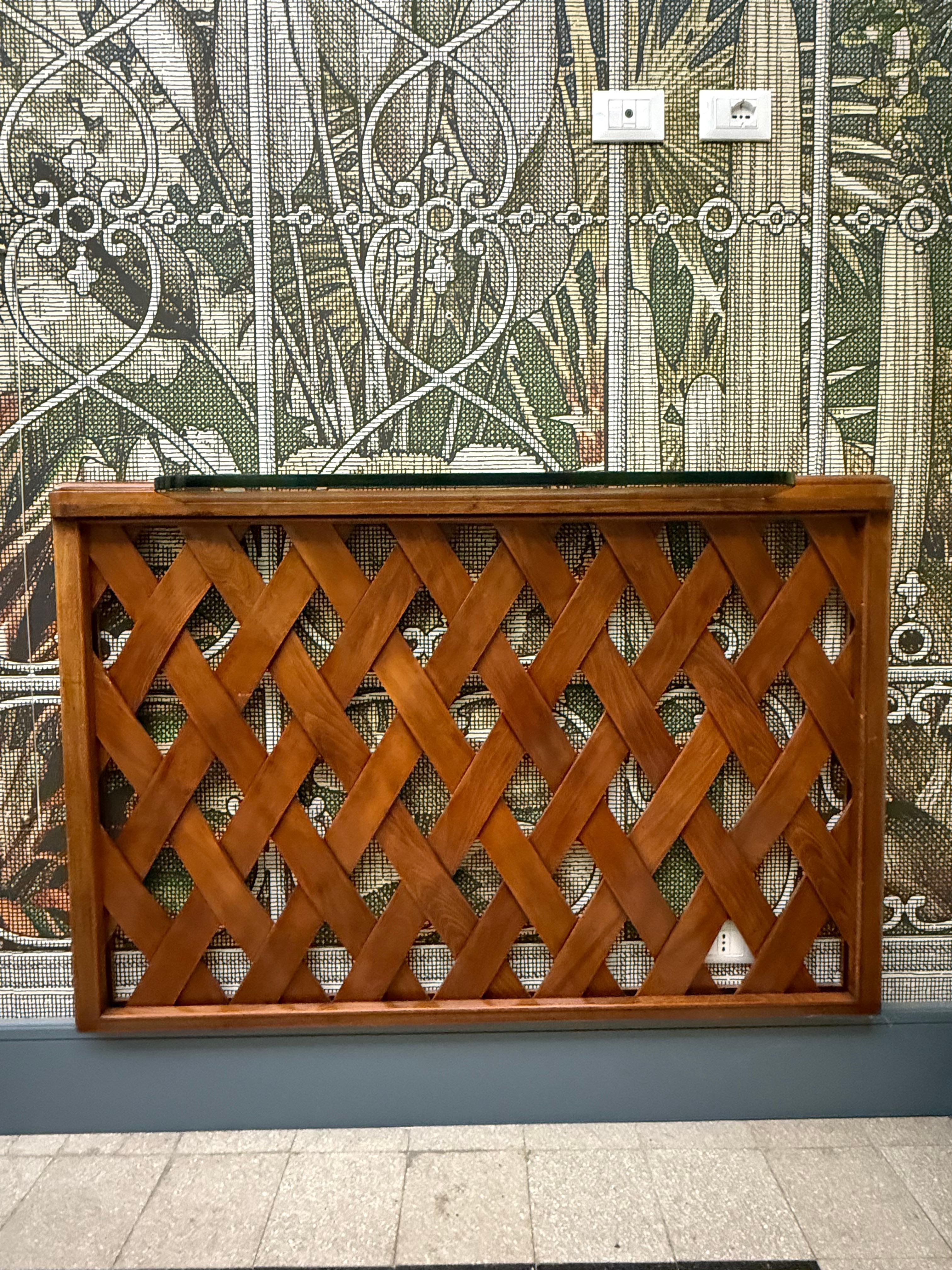 Crystal Consolle Rettangolare in Noce e cristallo Paolo Buffa Design Mid-century For Sale