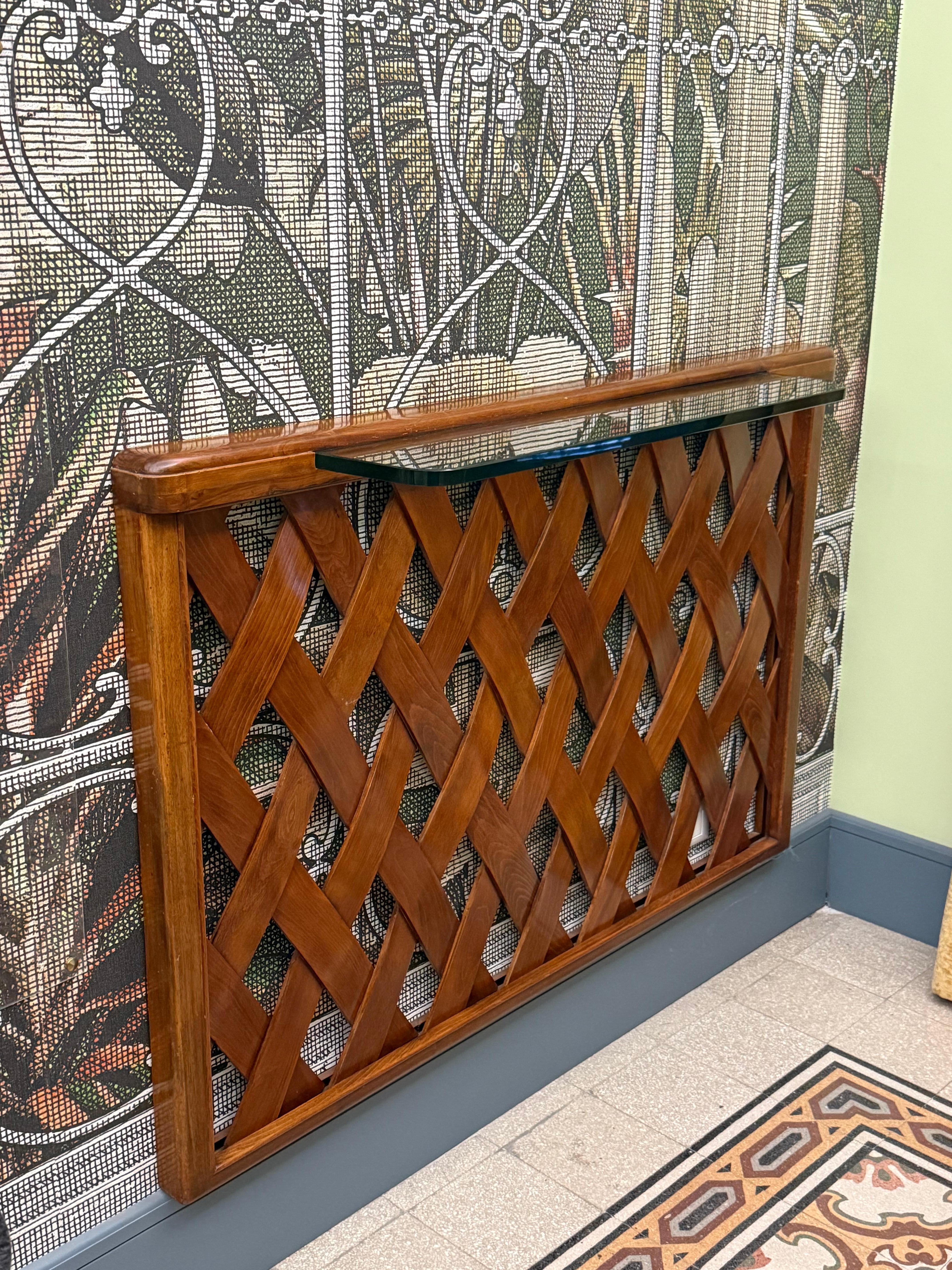 Consolle Rettangolare in Noce e cristallo Paolo Buffa Design Mid-century For Sale 2