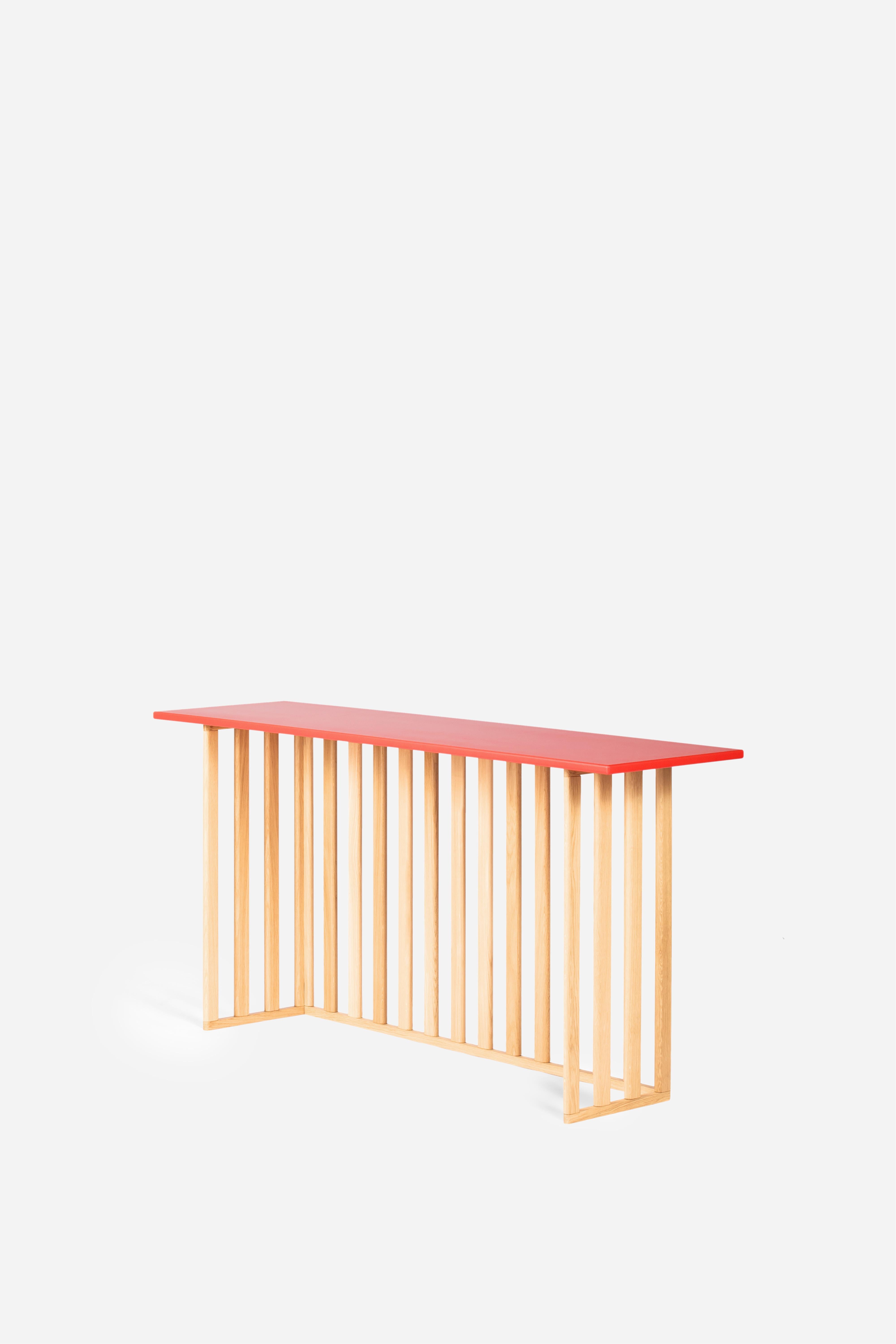 Contemporary Console table, writing desk, makeup top with wooden legs and MDF shelves For Sale