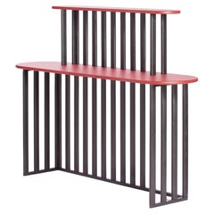 Konsolentisch, Schreibtisch, Schminktisch mit Holzbeinen und MDF-Regalböden