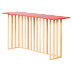 Konsolentisch, Schreibtisch, Schminktisch mit Holzbeinen und MDF-Regal