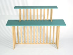 Consolle, scrittoio, piano per il trucco con gambe in rovere, ripiani in MDF