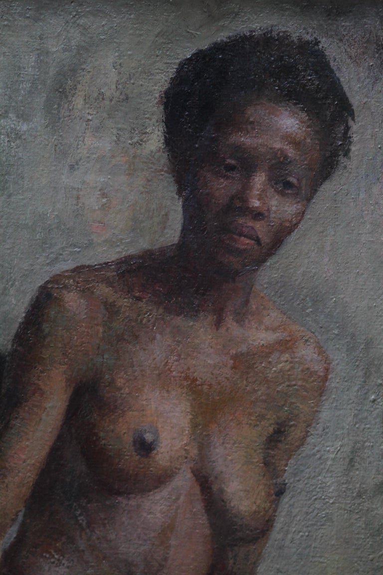 A superb circa 1955 oil painting by British listed female artist Constance Anne Parker depicting  a nude black woman. A very evocative period portrait of a woman by  highly regarded artist, the style is very reminiscent of the 1950's and owes much