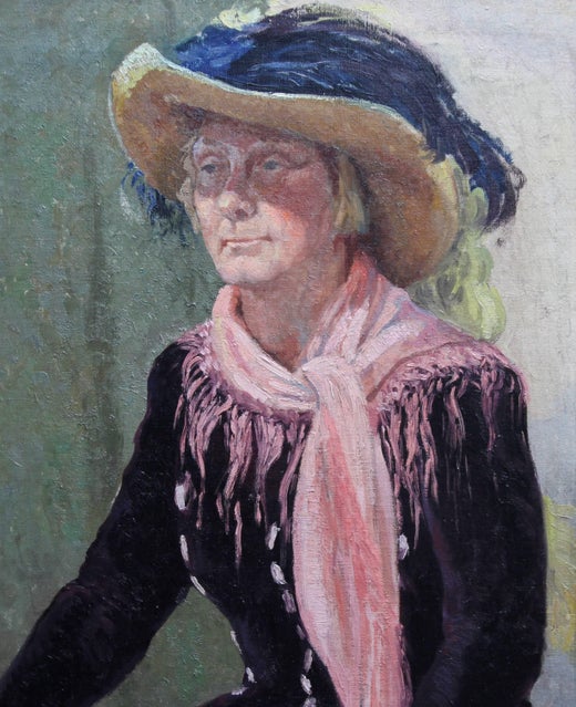 Constance Anne Parker Portrait Of A Lady In A Hat British 50 S