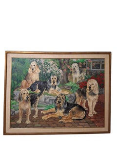 Vintage Otterhound Portrait Painting by Constance Coleman