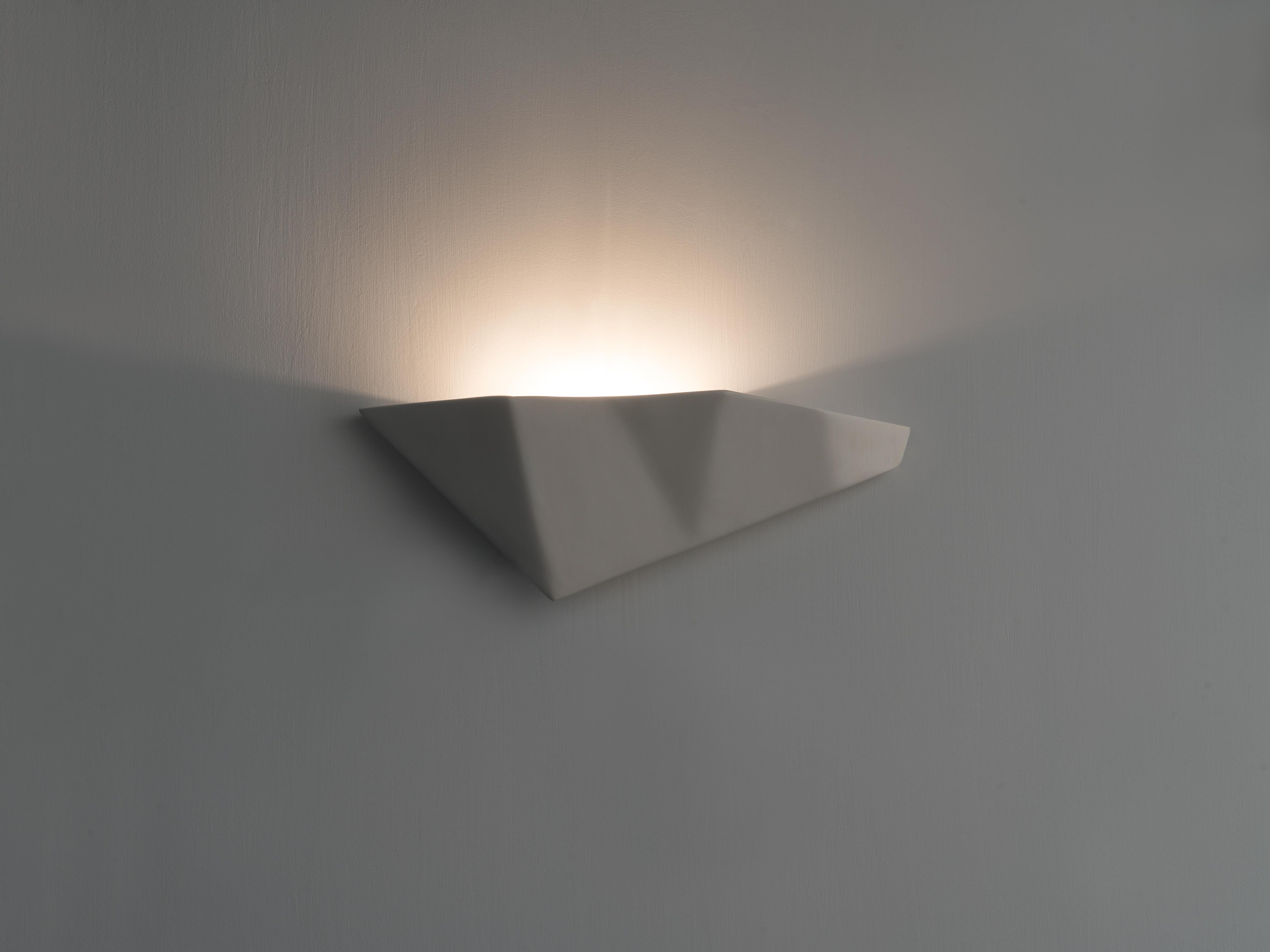 Constance Contemporary Wall Sconce, Wall Light in White Plaster Finish, Benediko For Sale 4