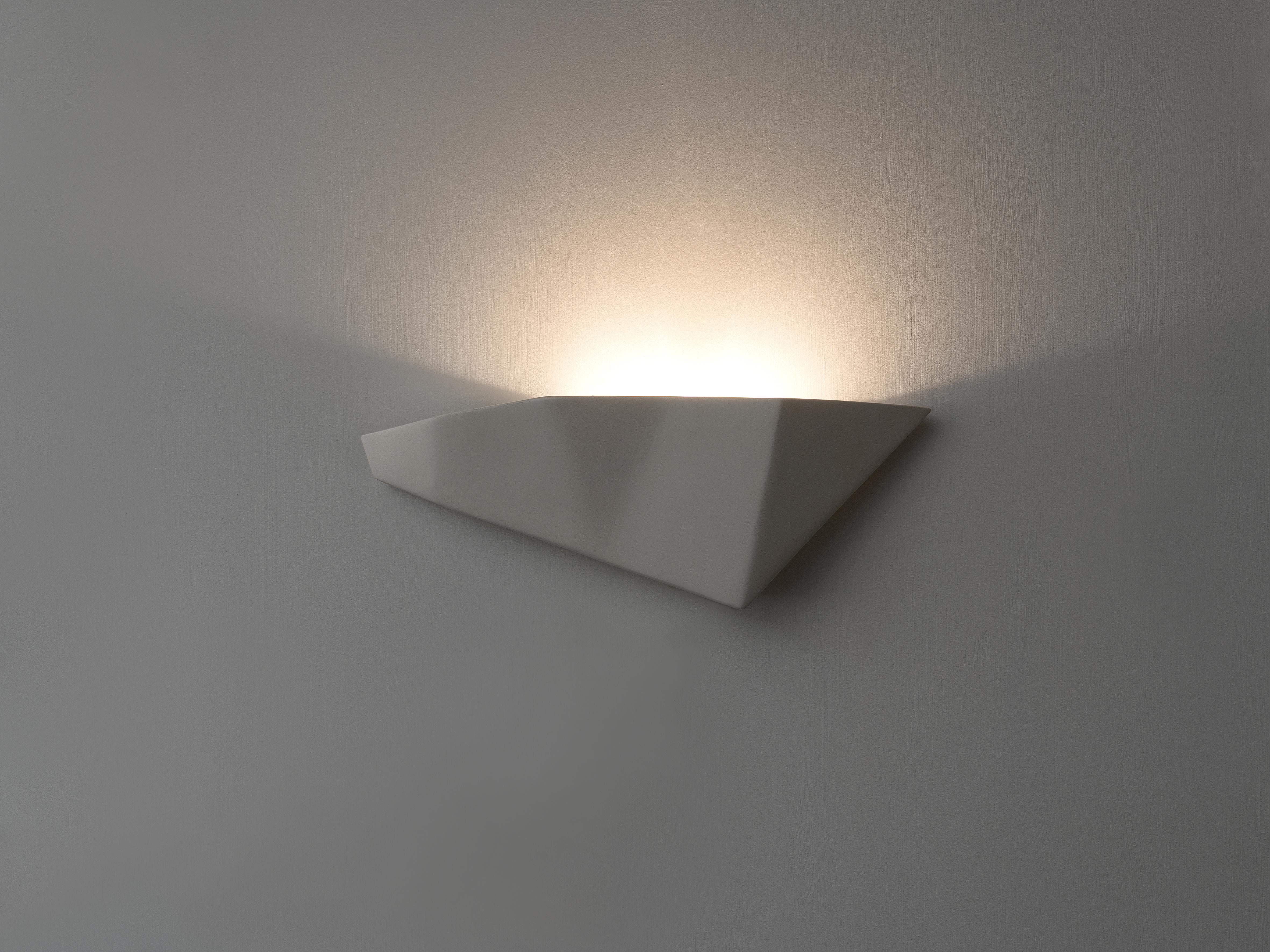 Metal Constance Contemporary Wall Sconce, Wall Light in White Plaster Finish, Benediko For Sale