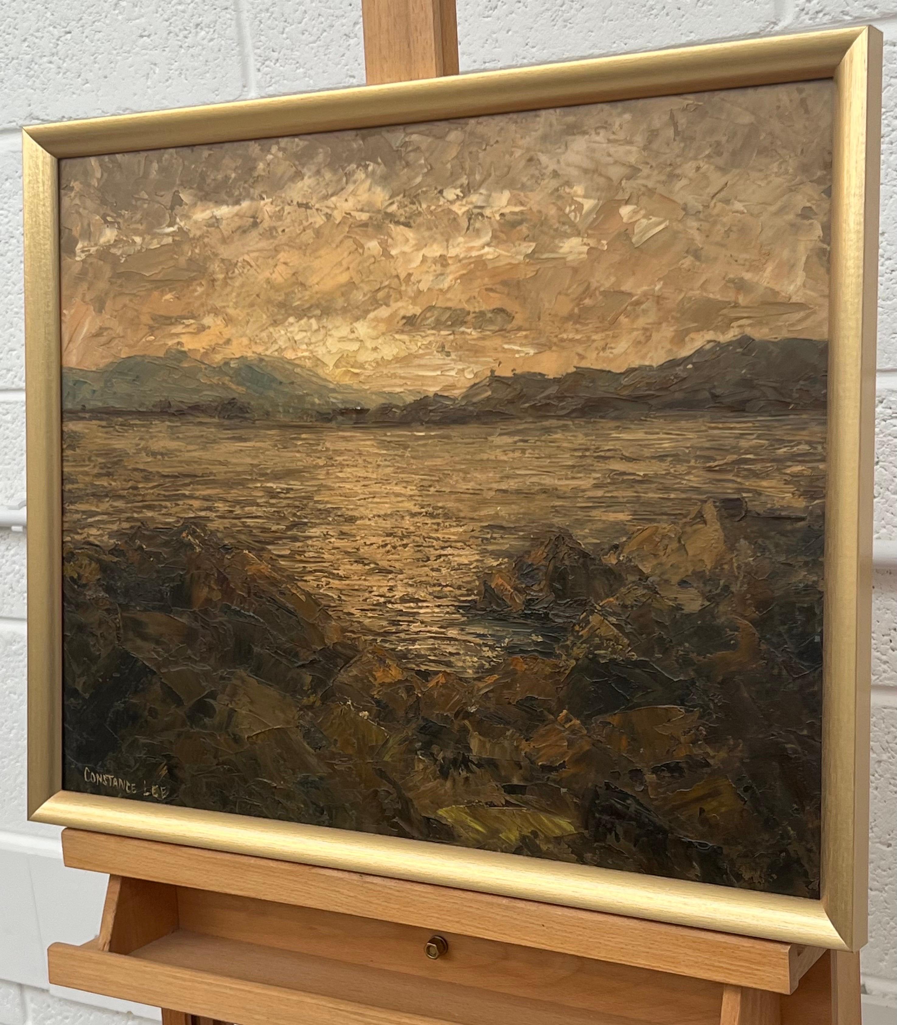 Atmospheric Seascape Sunset Landscape Impasto Oil Painting by 20thCentury Artist For Sale 2