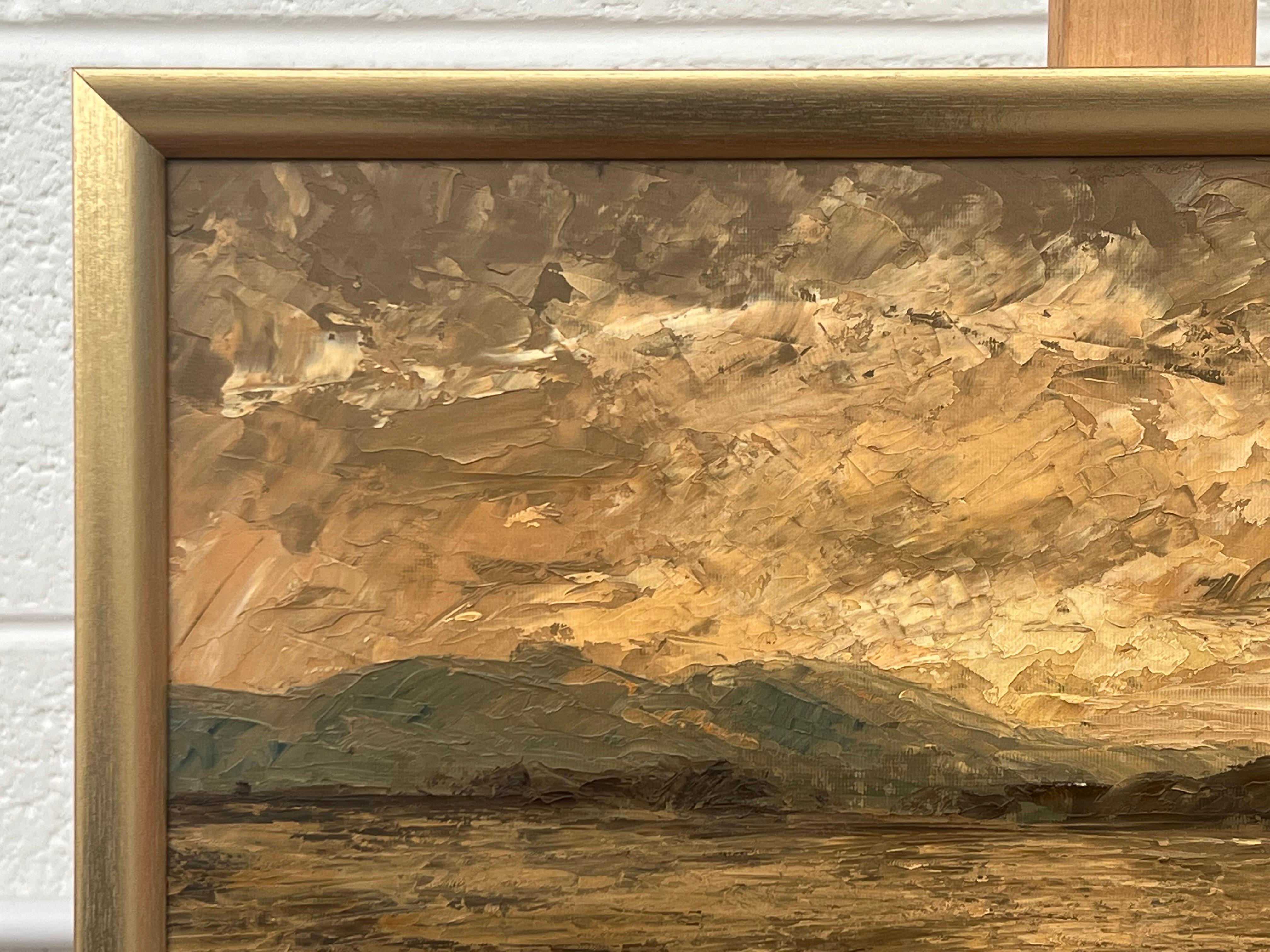 Paysage de mer atmosphérique Coucher de soleil Peinture à l'huile à l'empâtement par un artiste du 20e siècle en vente 2