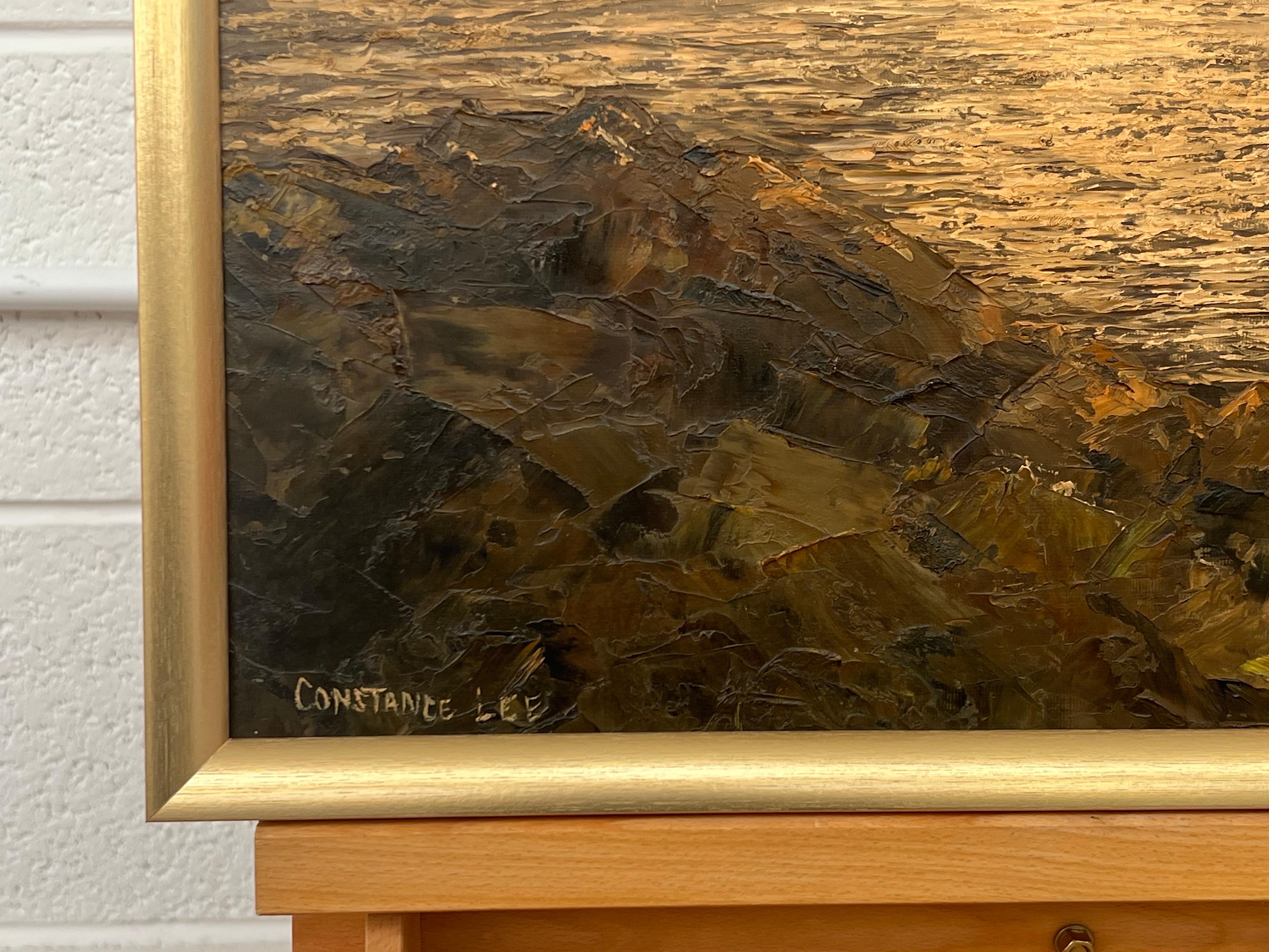 Paysage de mer atmosphérique Coucher de soleil Peinture à l'huile à l'empâtement par un artiste du 20e siècle en vente 3