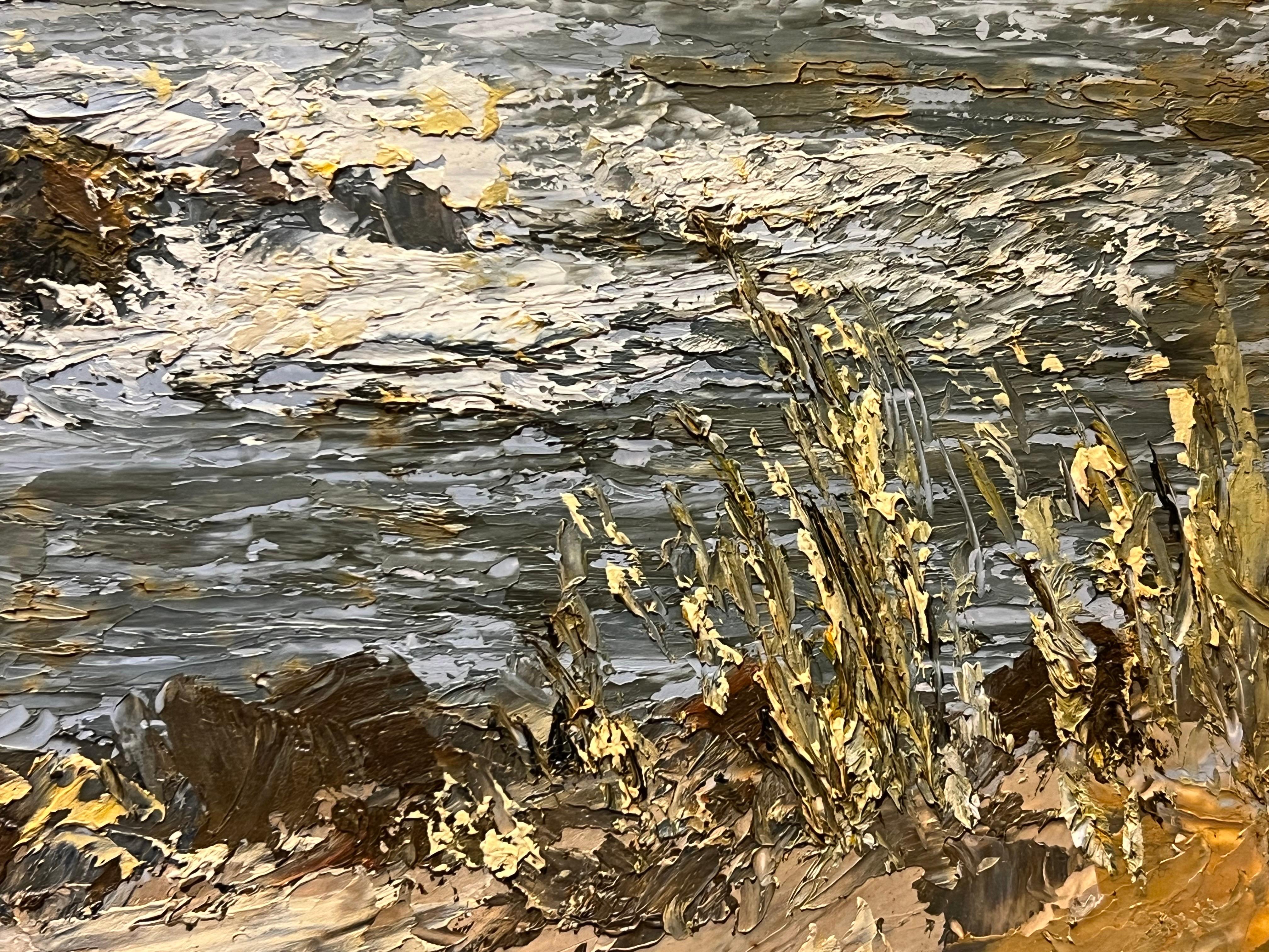 Californian Coastline Seascape Landscape Impasto Painting by 20th Century Artist For Sale 8