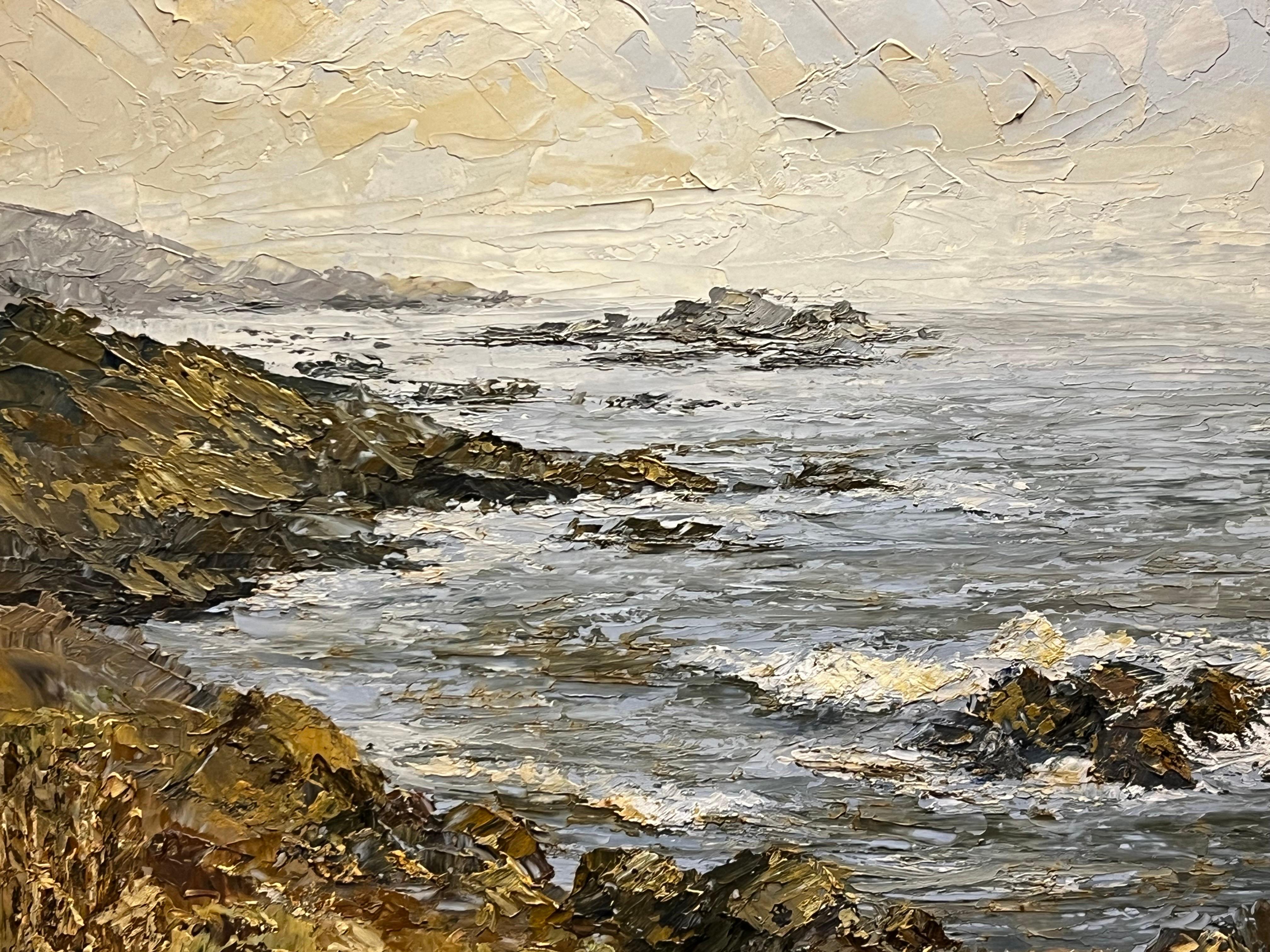 Californian Coastline Seascape Landscape Impasto Painting by 20th Century Artist For Sale 2