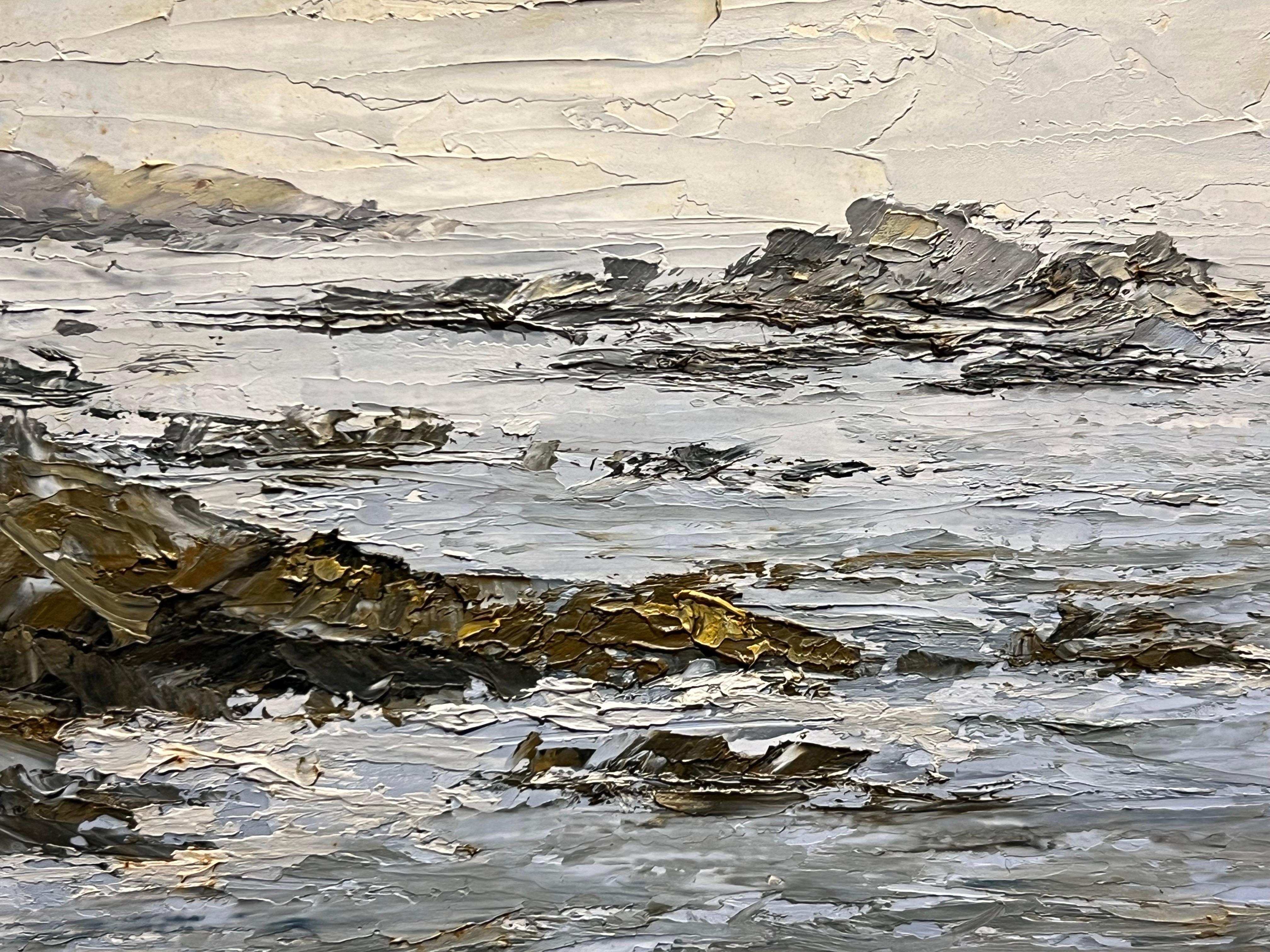 Californian Coastline Seascape Landscape Impasto Painting by 20th Century Artist For Sale 5