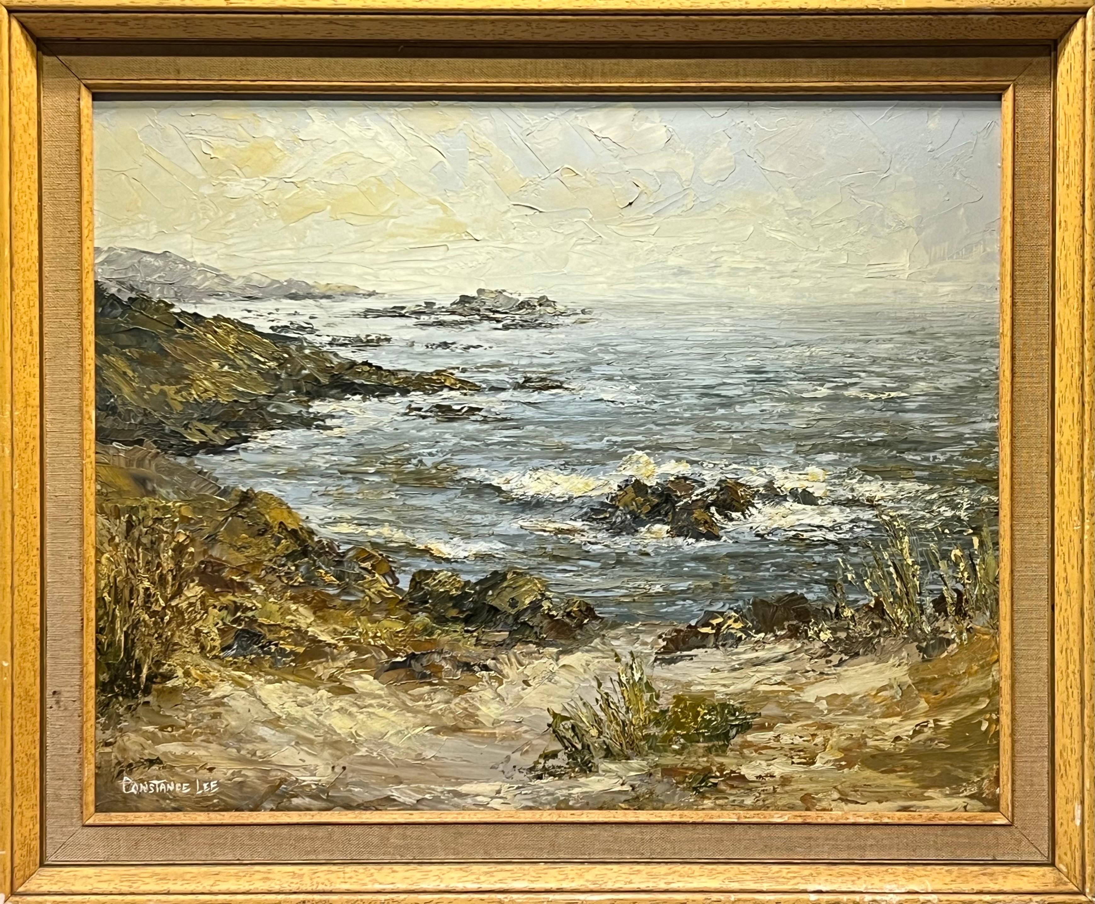 Constance Lee Abstract Painting – Kalifornische Küstenlandschaft, Meereslandschaft, Landschaft, Impasto-Gemälde des Künstlers des 20. Jahrhunderts