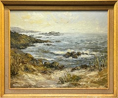 Vintage Californian Coastline Seascape Landscape Impasto Painting by 20th Century Artist