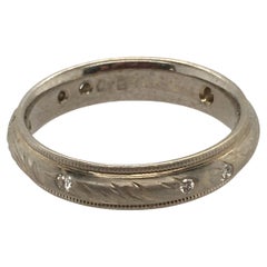 Constance Wicklund Gildea 14k WG Etched Sea Grass Ring with 8 .10 tcw Diamonds