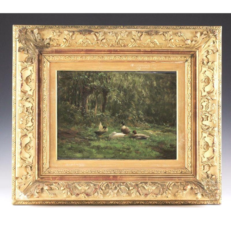Constant Artz Oil Painting, Ducklings in landscape Signed

Artz, Constant (Dutch, 1870-1951) Oil on panel painting of ducklings in the grass, signed lower left. 

Additional Information:
Region of Origin: Europe 
Size Type/Largest Dimension: