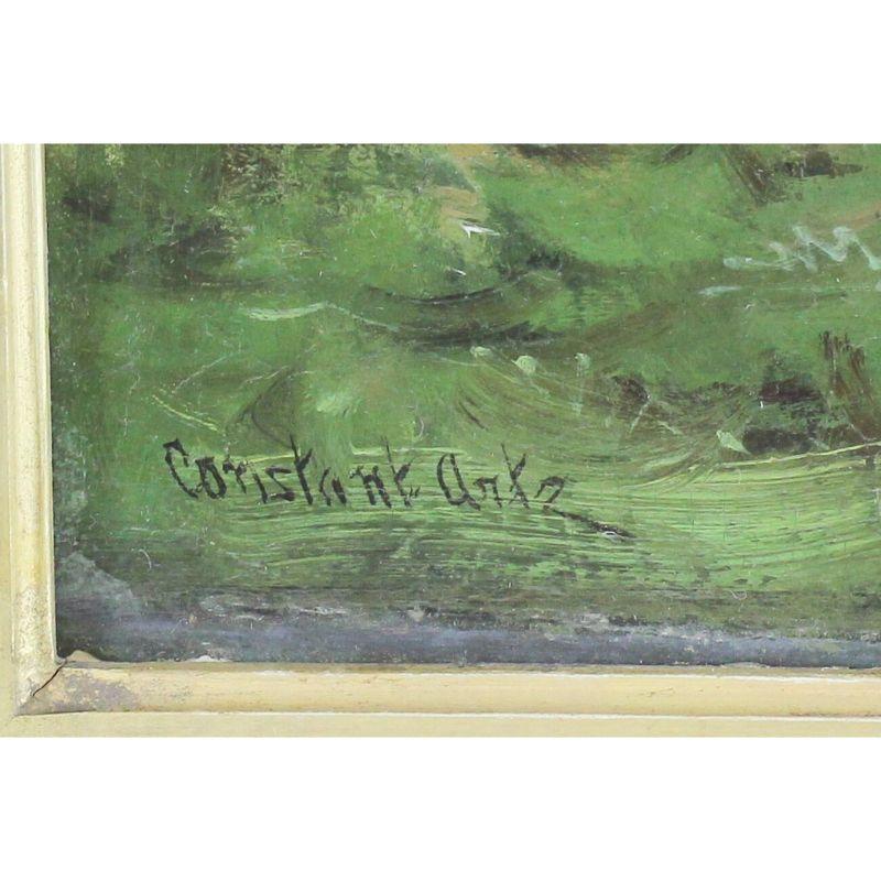 Constant Artz Oil Painting, Ducklings in Landscape Signed In Good Condition For Sale In Gardena, CA
