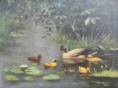 Constant David Ludovic Artz (1870-1951) Pintura al óleo Patos en un estanque