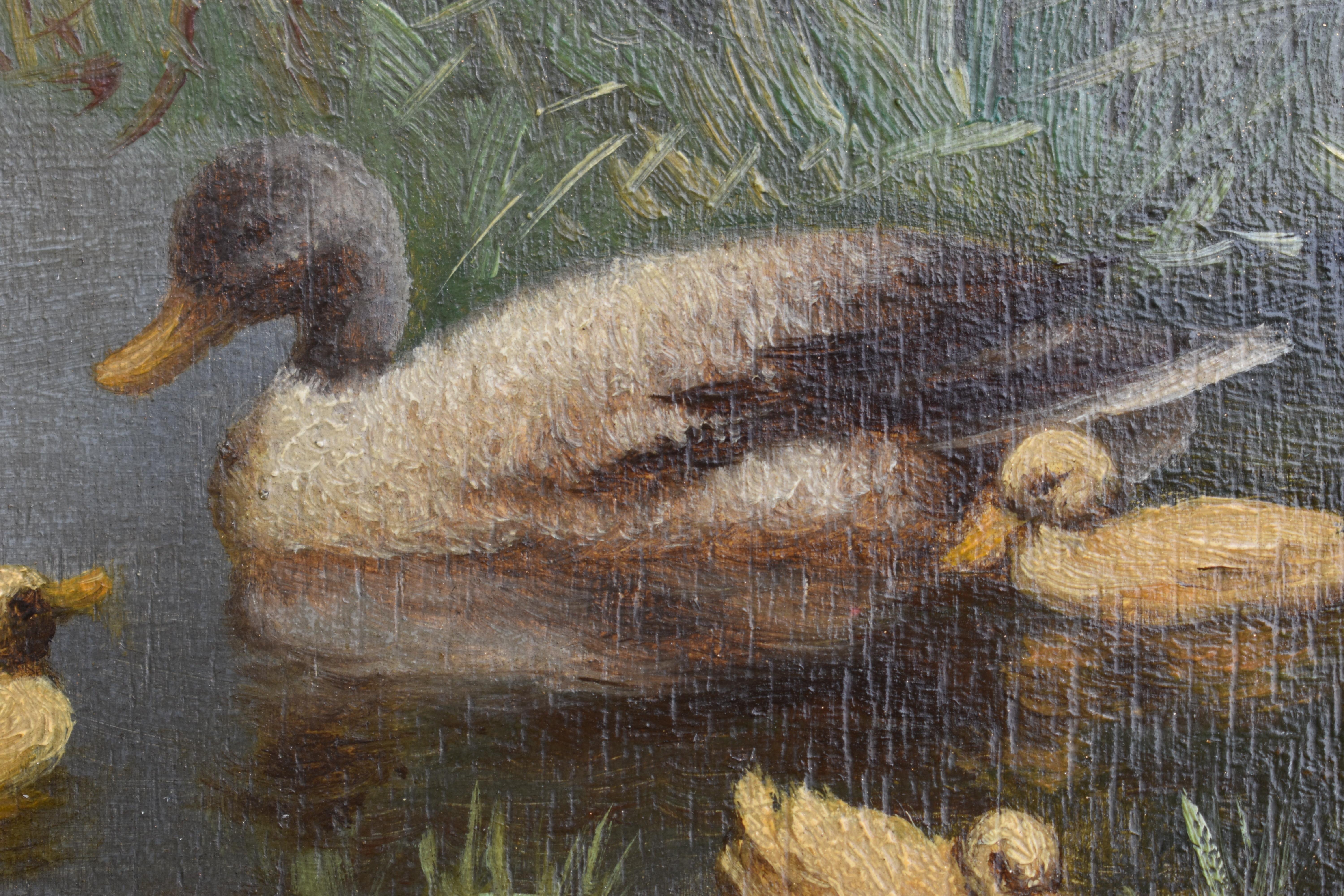 Constant David Ludovic Artz (1870-1951) Oil Painting Ducks on a Pond 2