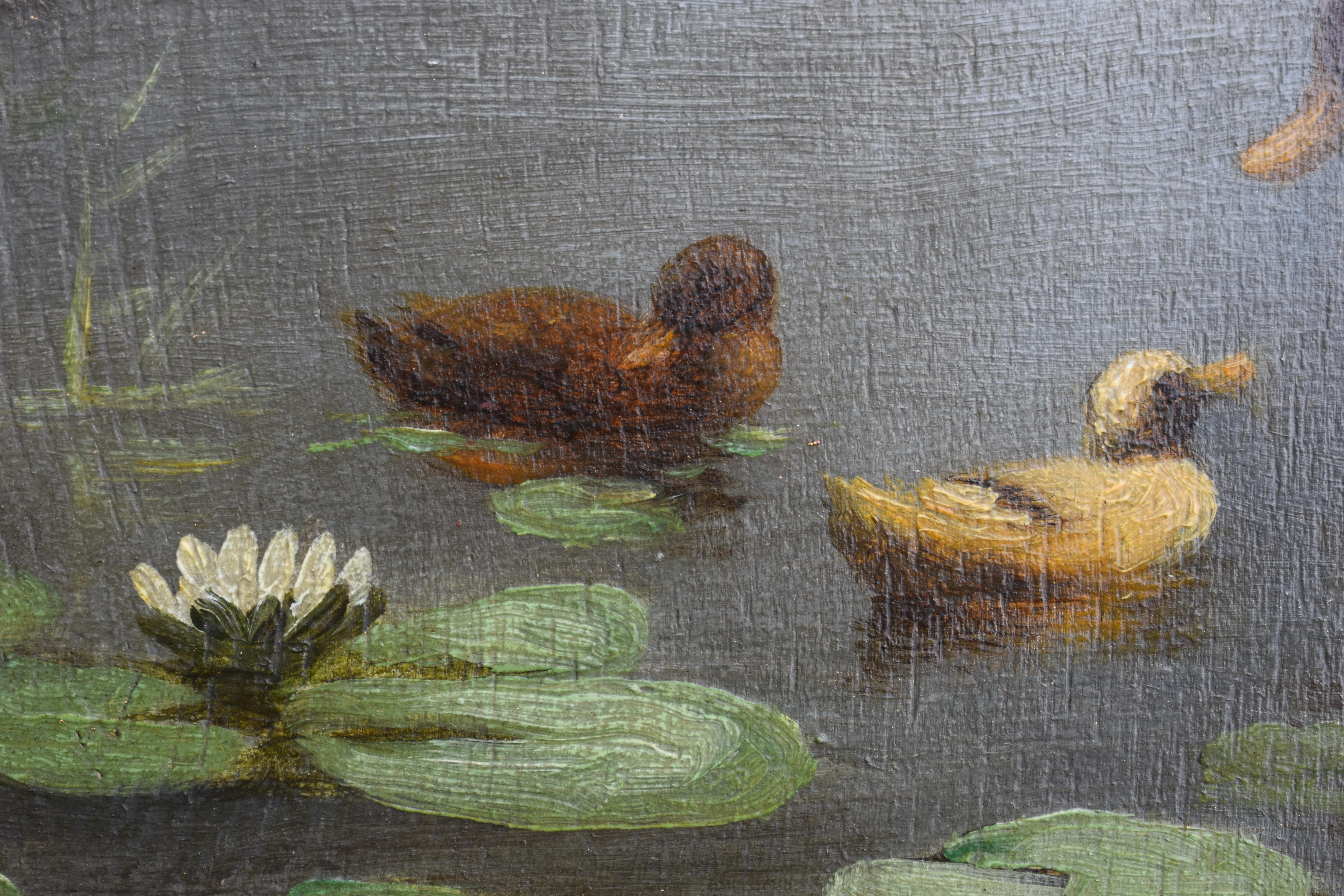Constant David Ludovic Artz (1870-1951) Oil Painting Ducks on a Pond 3