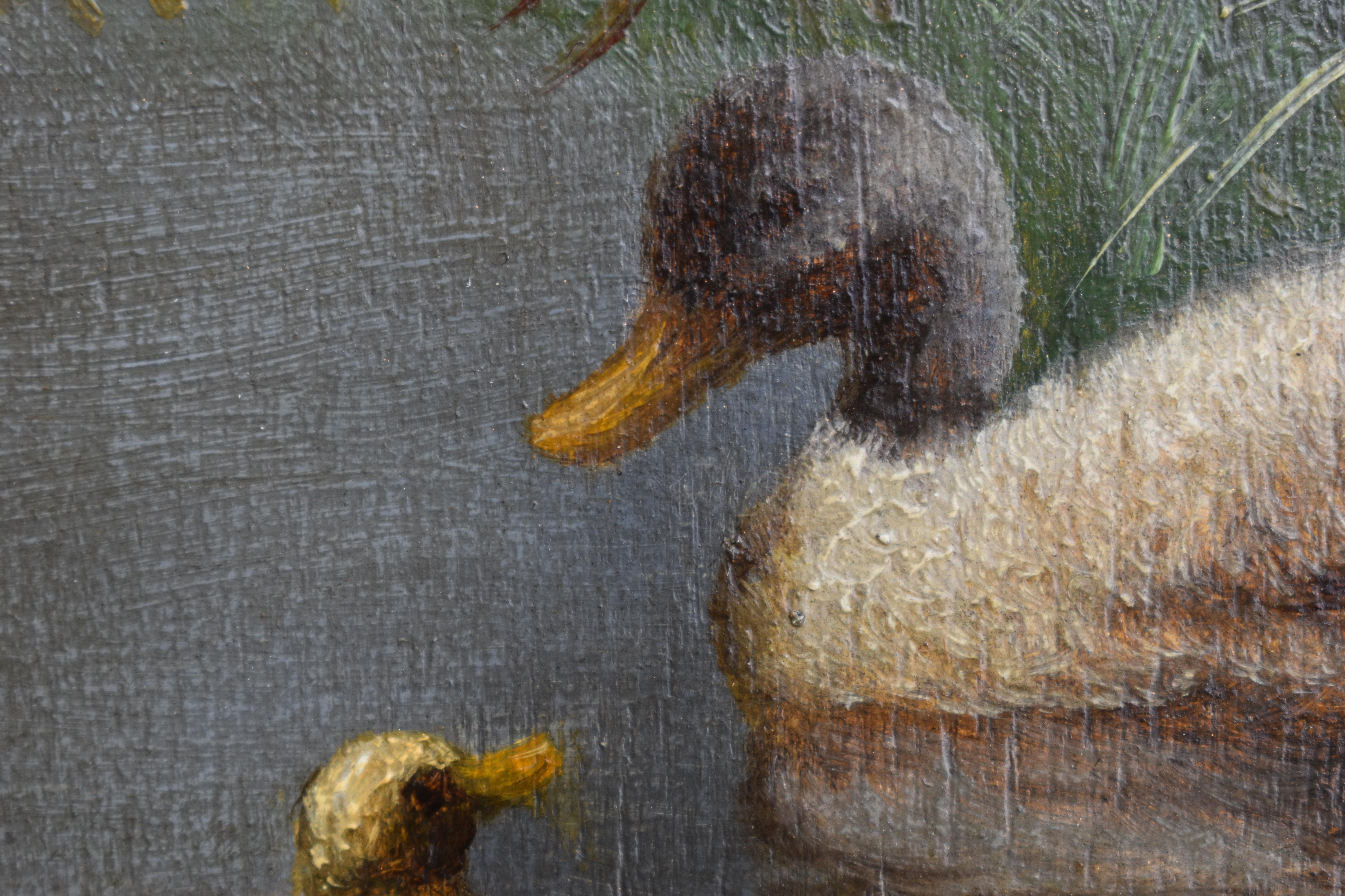 Constant David Ludovic Artz (1870-1951) Oil Painting Ducks on a Pond 6