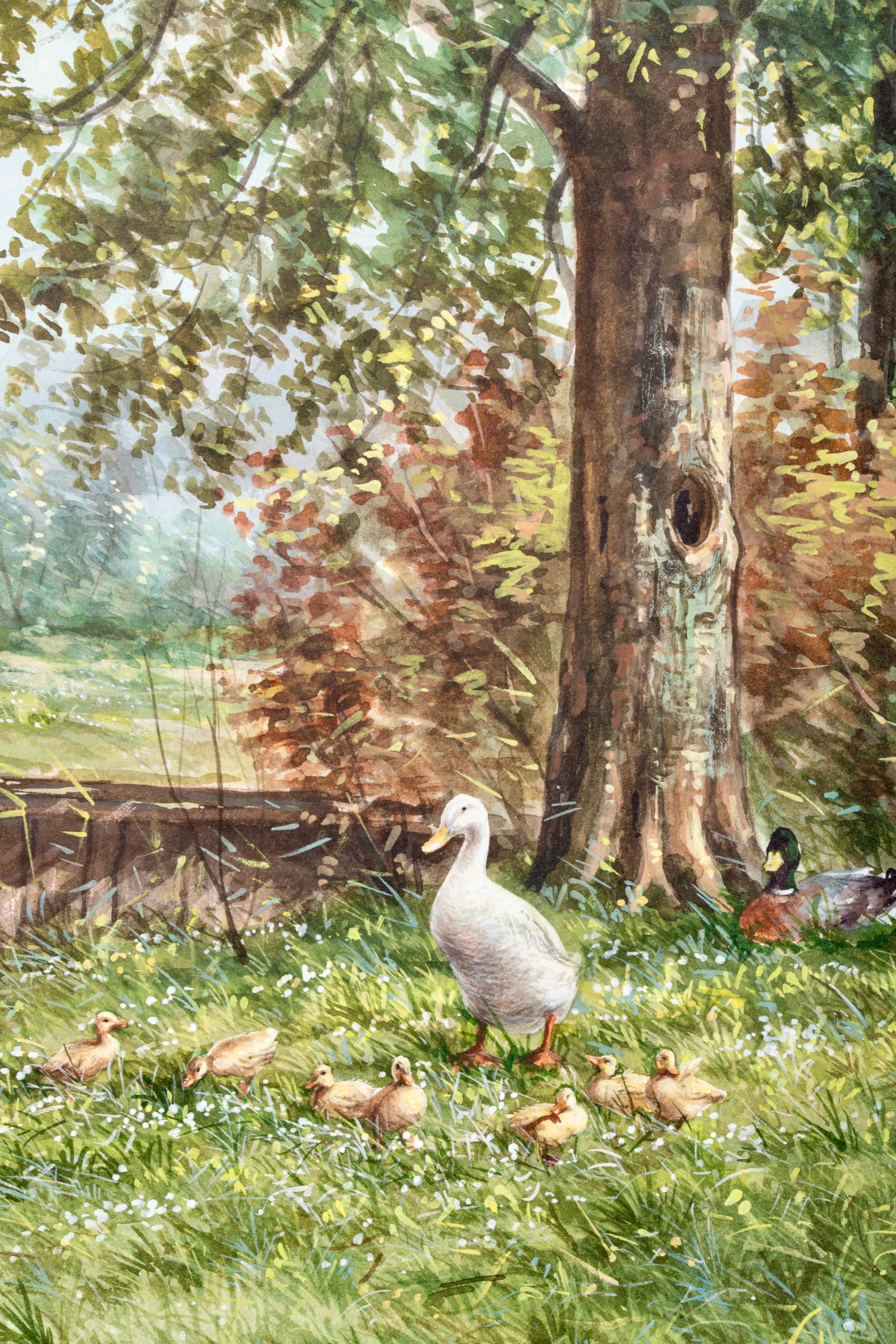 Constant David Ludovic Artz (Paris 1870 – 1951 Soest) - 'Family of Ducks' For Sale 10