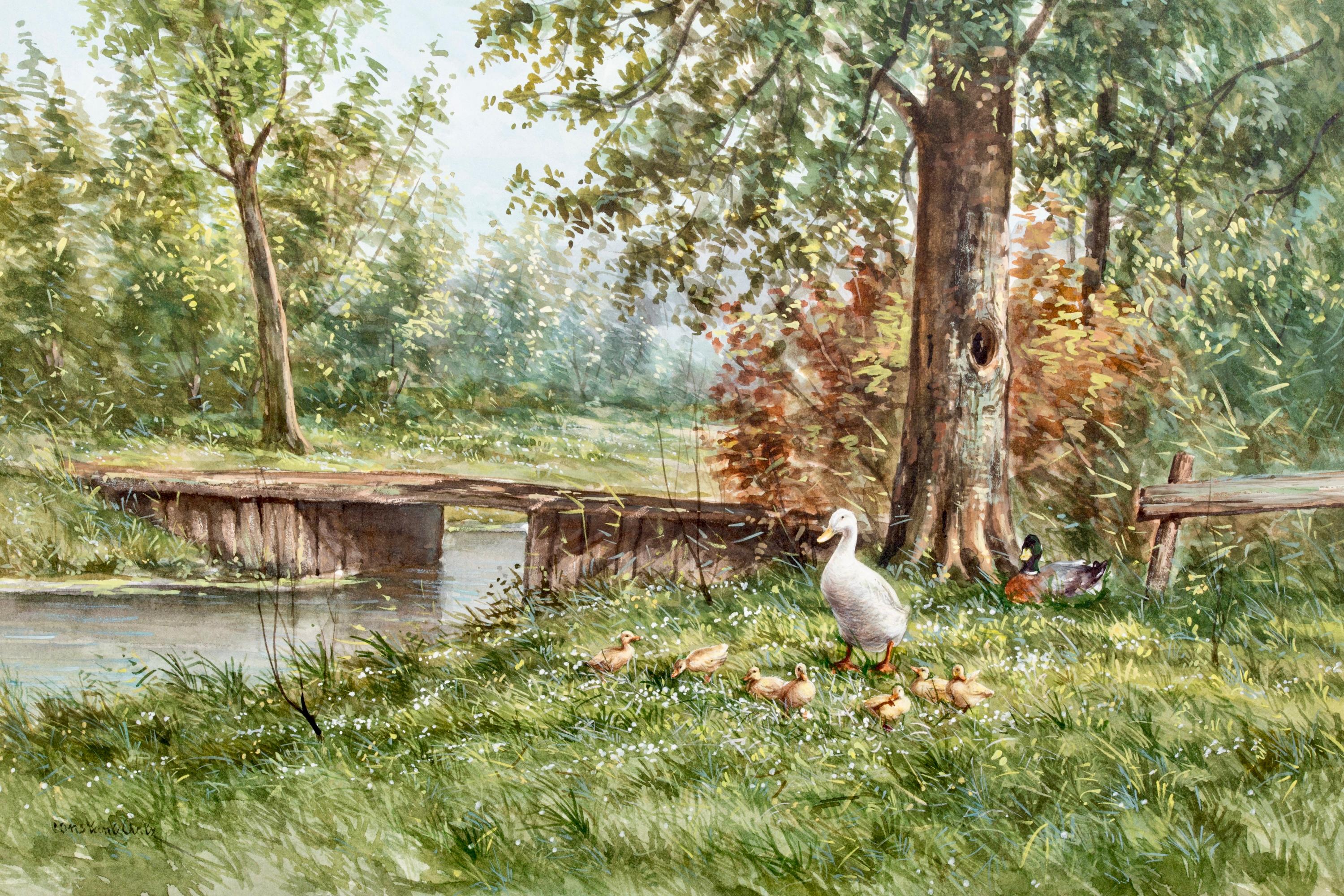 Constant David Ludovic Artz (Paris 1870 – 1951 Soest) - 'Family of Ducks' For Sale 3