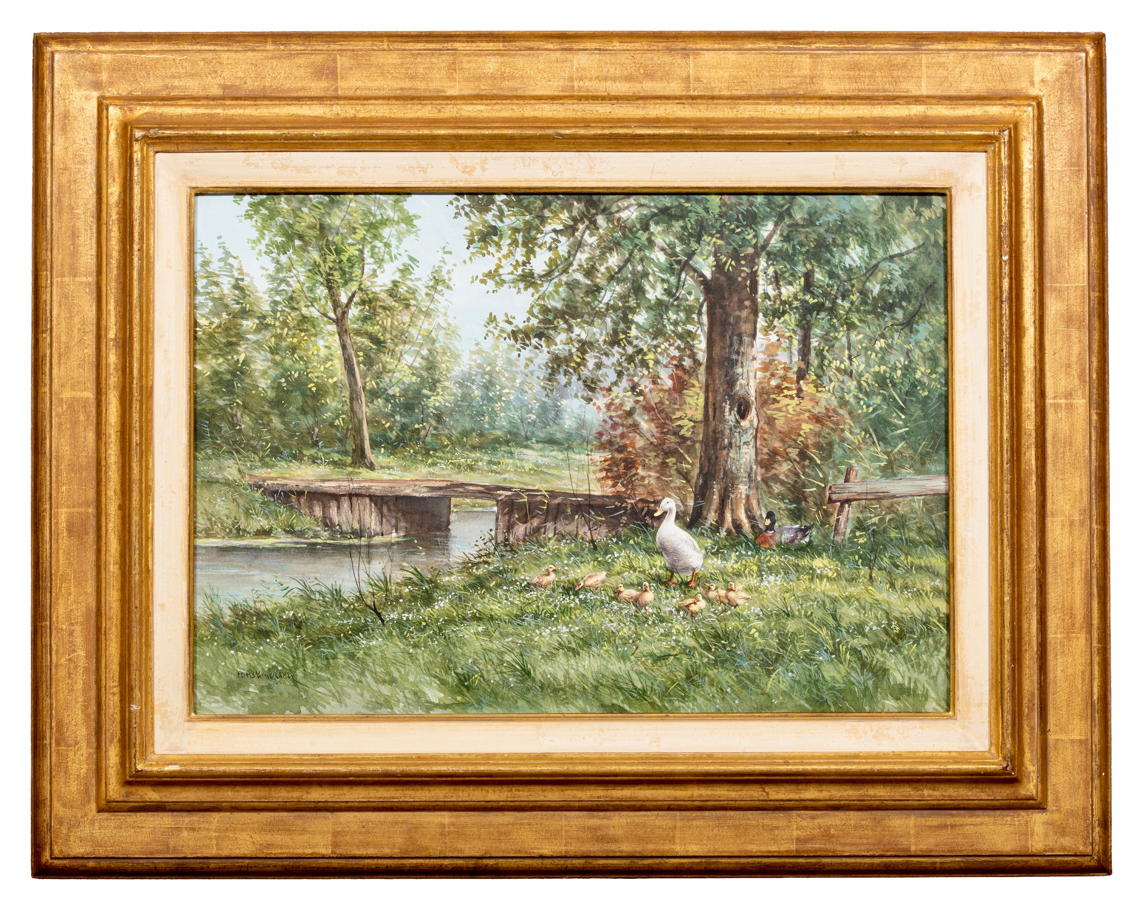 Constant David Ludovic Artz (Paris 1870 – 1951 Soest) - 'Family of Ducks'