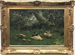 Canards Peinture à l'huile sur toile, signée, 20ème siècle, 16x24 Inches