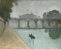 CONSTANT DORE (FRANÇAIS 1883-1963) PONT AVEN school OIL - THE RIVER SEINE PARIS