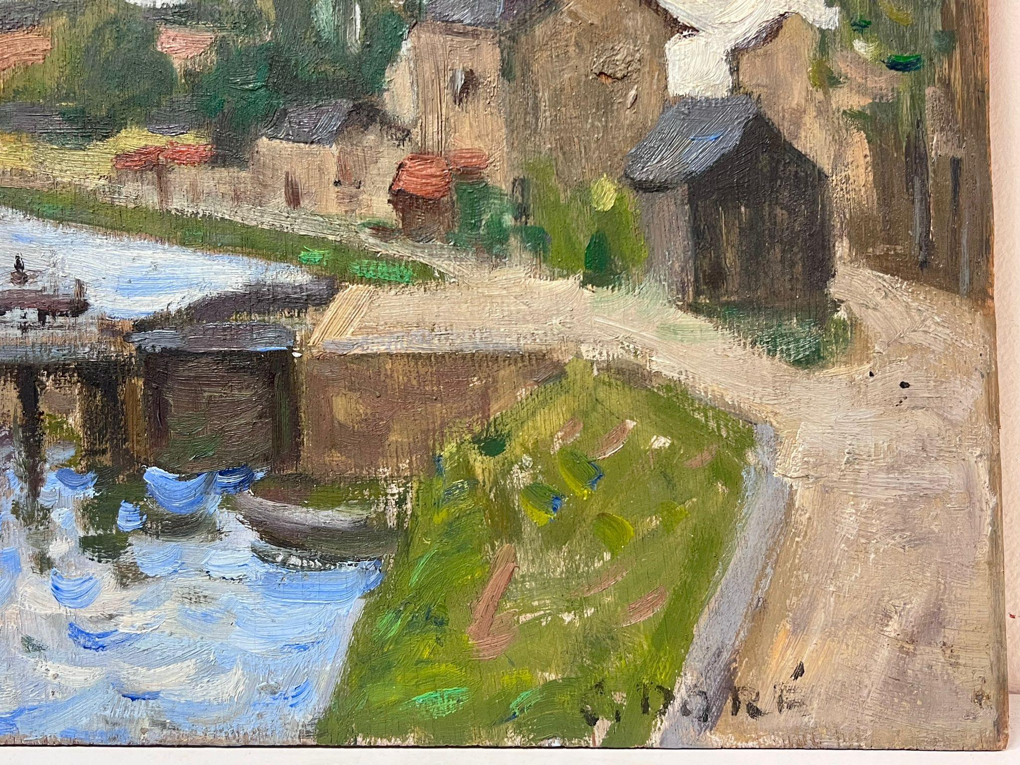 Peinture à l'huile originale de l'école Pont Aven, paysage d'oiseaux de la rivière Tranquil  - Post-impressionnisme Painting par Constant Dore